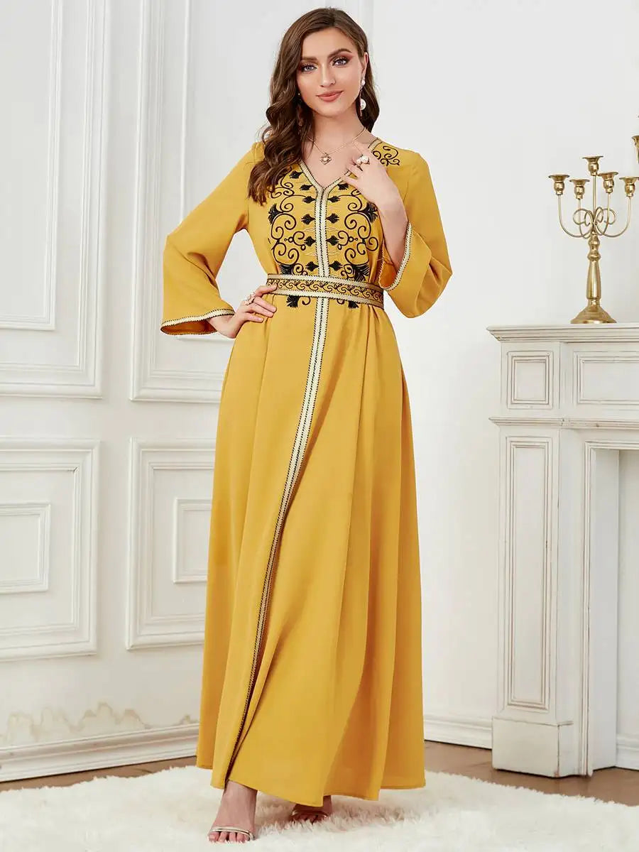 Elegant Embroidered Eid Dubai Caftan Dress for Women - Perfect for Special Occasions, Weddings & Festivals