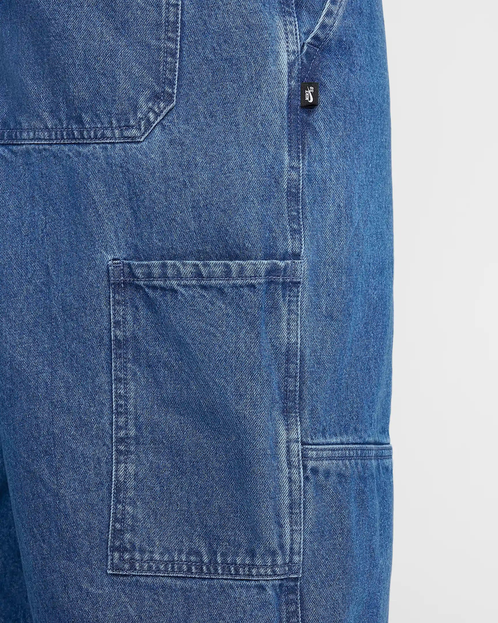 Nike SB Loose Fit Denim Double Knee Work Pants for Men - Diffused Blue & White | Skateboarding, Streetwear, Casual Workwear