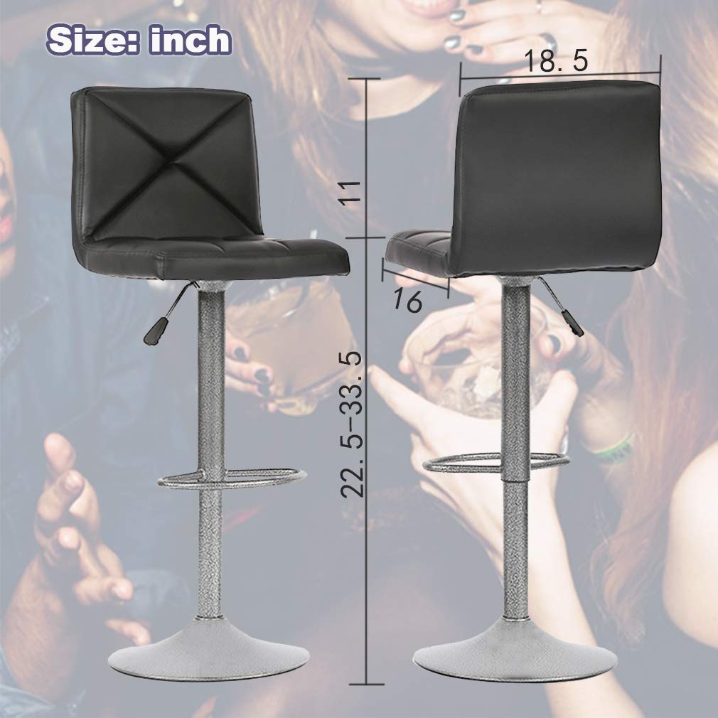 Best Adjustable Swivel Bar Stools with Back - Set of 2 PU Leather Counter Height Stools for Kitchen, Dining Room & Home Bar - Modern Office & Restaurant Seating Furniture