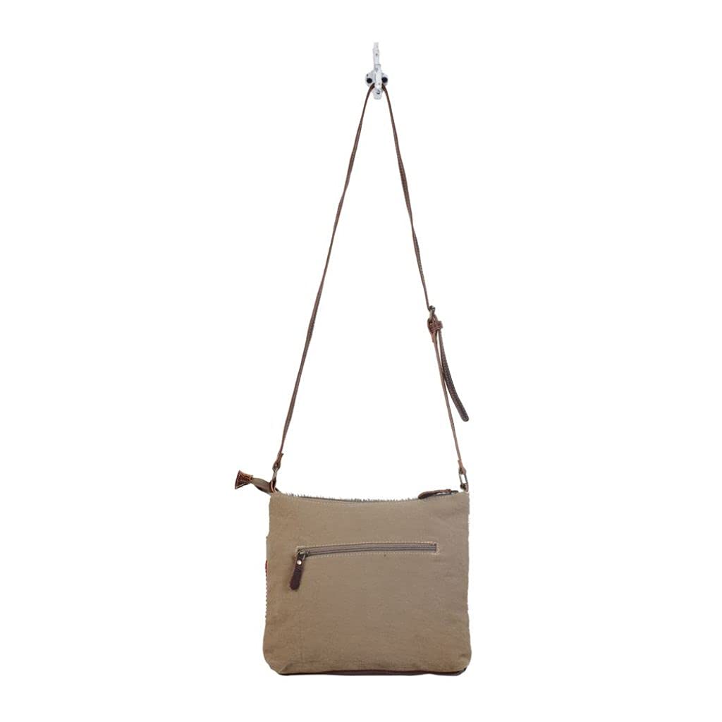 Bohemian Crossbody Bag - Upcycled Cotton & Cowhide Leather for Travel & Daily Use
