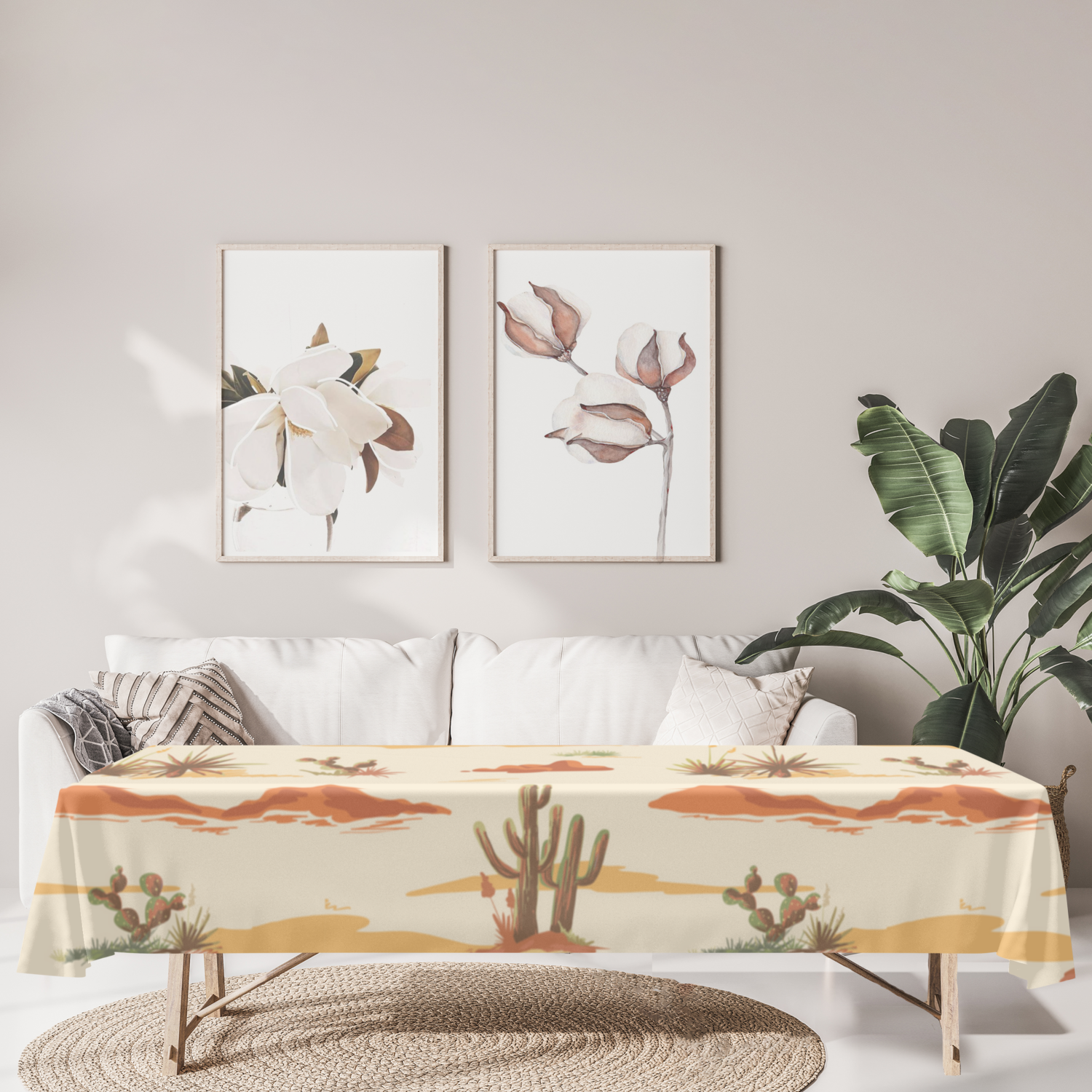 Desert Scene Tablecloth - 4 Sizes Polyester Table Linens for Picnics, Parties & Outdoor Dining | Waterproof & Wrinkle-Resistant
