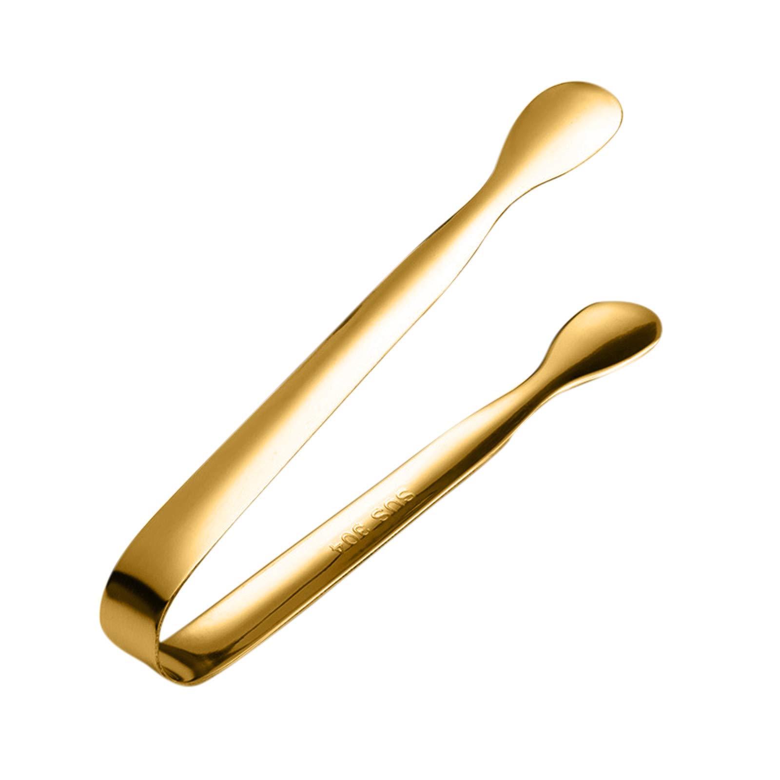 Premium Stainless Steel Ice Tongs for Bartenders - Gold Kitchen & Bar Tool for Sugar Cubes, Cheese, Desserts - Perfect for Cocktails, Coffee, and Party Serving
