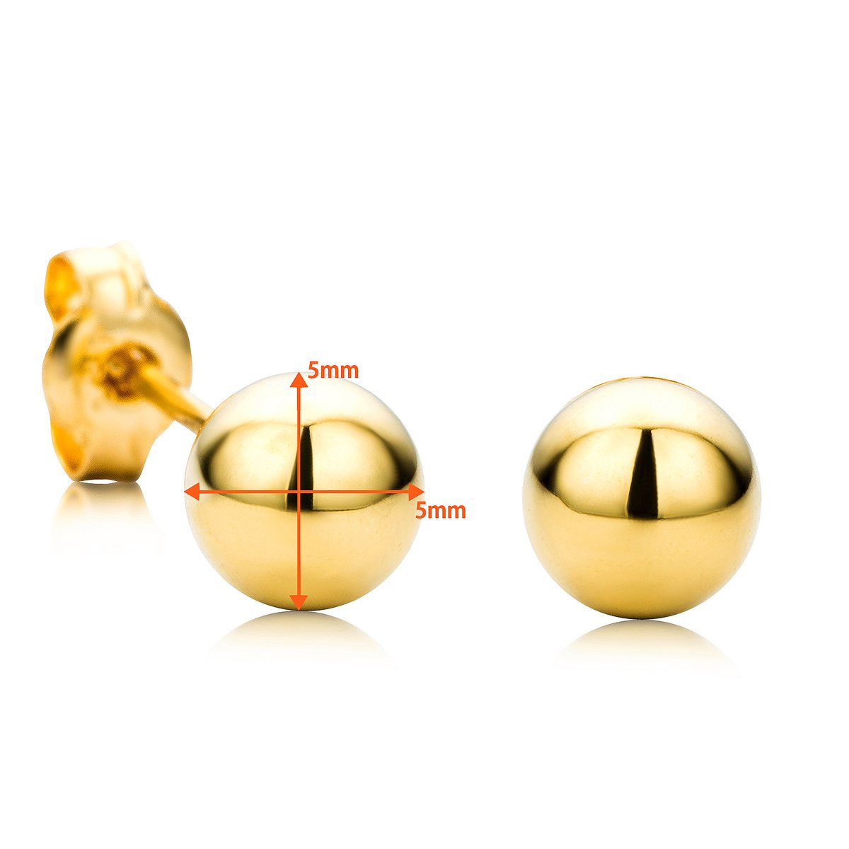 OROVI 18K (750) Solid Yellow Gold Stud Earrings for Women - Hypoallergenic 14K Gold Earrings with Secure Post & Butterfly Back - Perfect for Everyday Wear, Gifts & Special Occasions - Elegant Gift Box Included