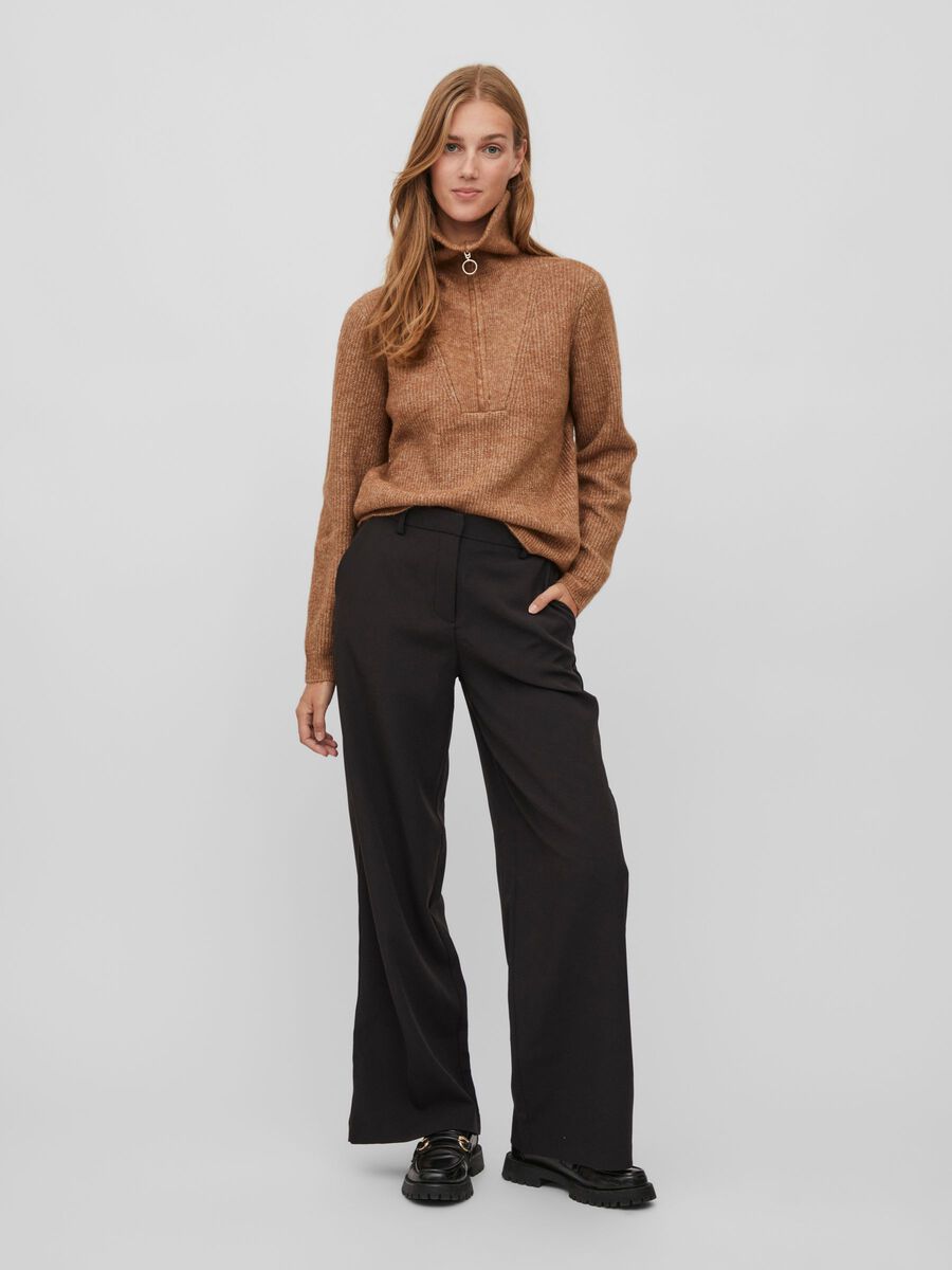 Mathilda Zip Neck Jumper - Women's Cozy Knit Sweater in Toasted Coconut Color | Perfect for Fall & Winter Layering, Casual Outfits and Office Wear