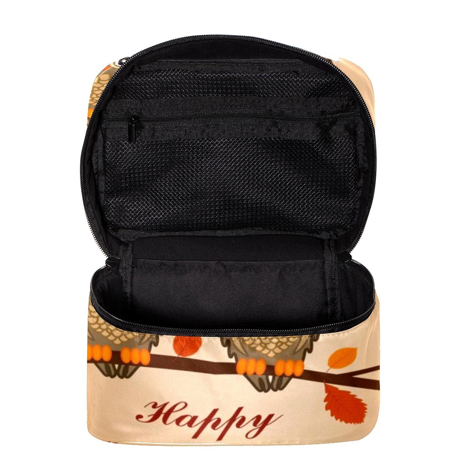 Autumn Maple Owl Makeup Bag - Large Travel Cosmetic Organizer for Women | Thanksgiving Gift