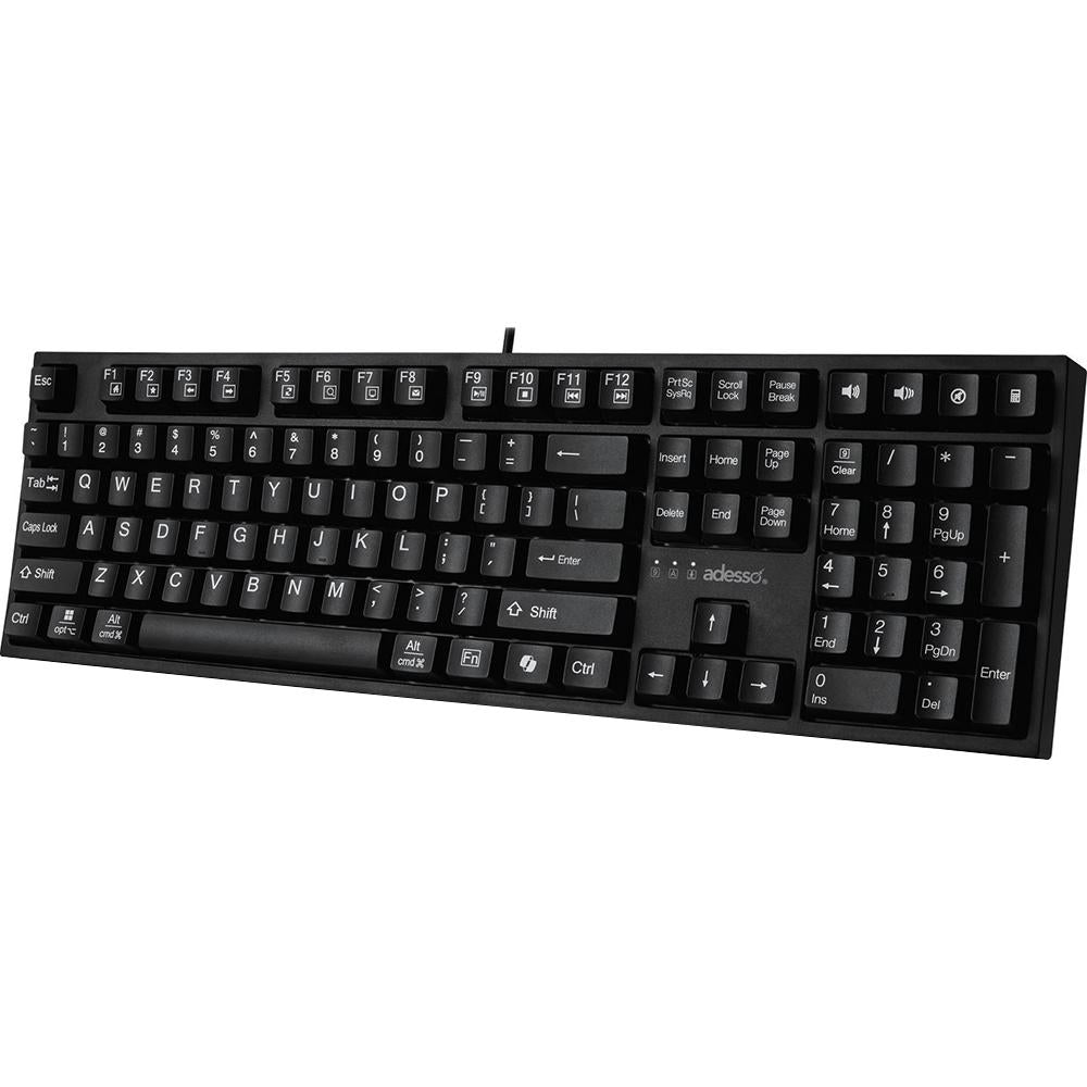 Adesso AKB 670UB EasyTouch 670 Mechanical Keyboard with CoPilot AI Hotkey - Ergonomic Wired USB Gaming Keyboard for PC, Mac, Office & Programming - Perfect for Typists, Gamers & Coders
