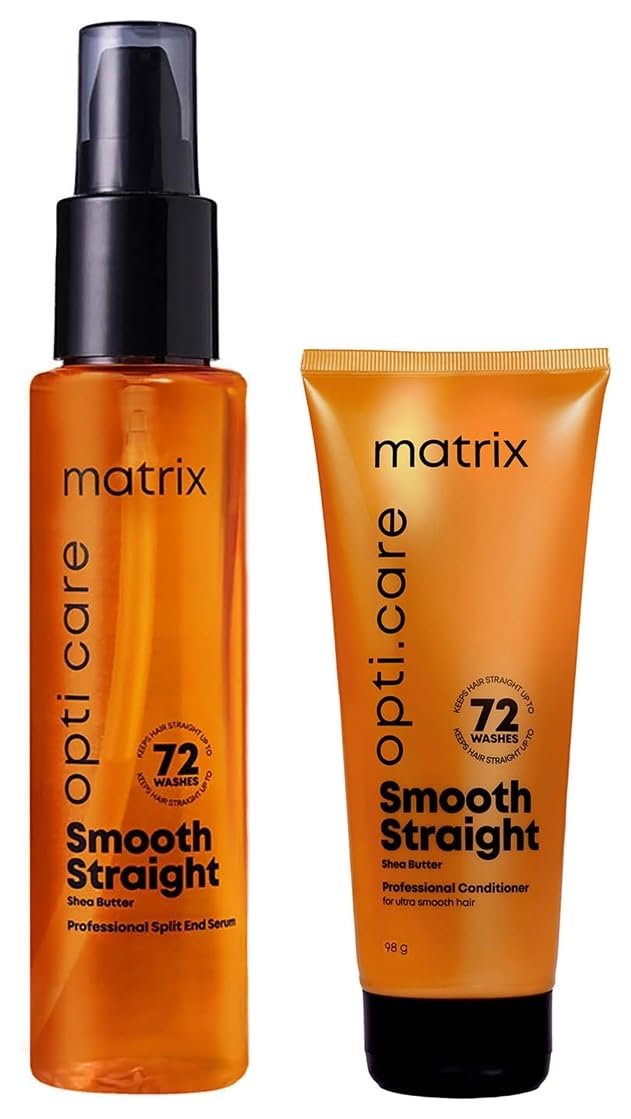 MATRIX Opti.Care Professional Anti-Frizz Hair Serum with Shea Butter (100ml) & Conditioner (98g) Combo Set - Smooth & Shine for Dry, Damaged Hair - Salon Quality Hair Care for Frizz Control & Hydration - Perfect for Daily Use & Styling