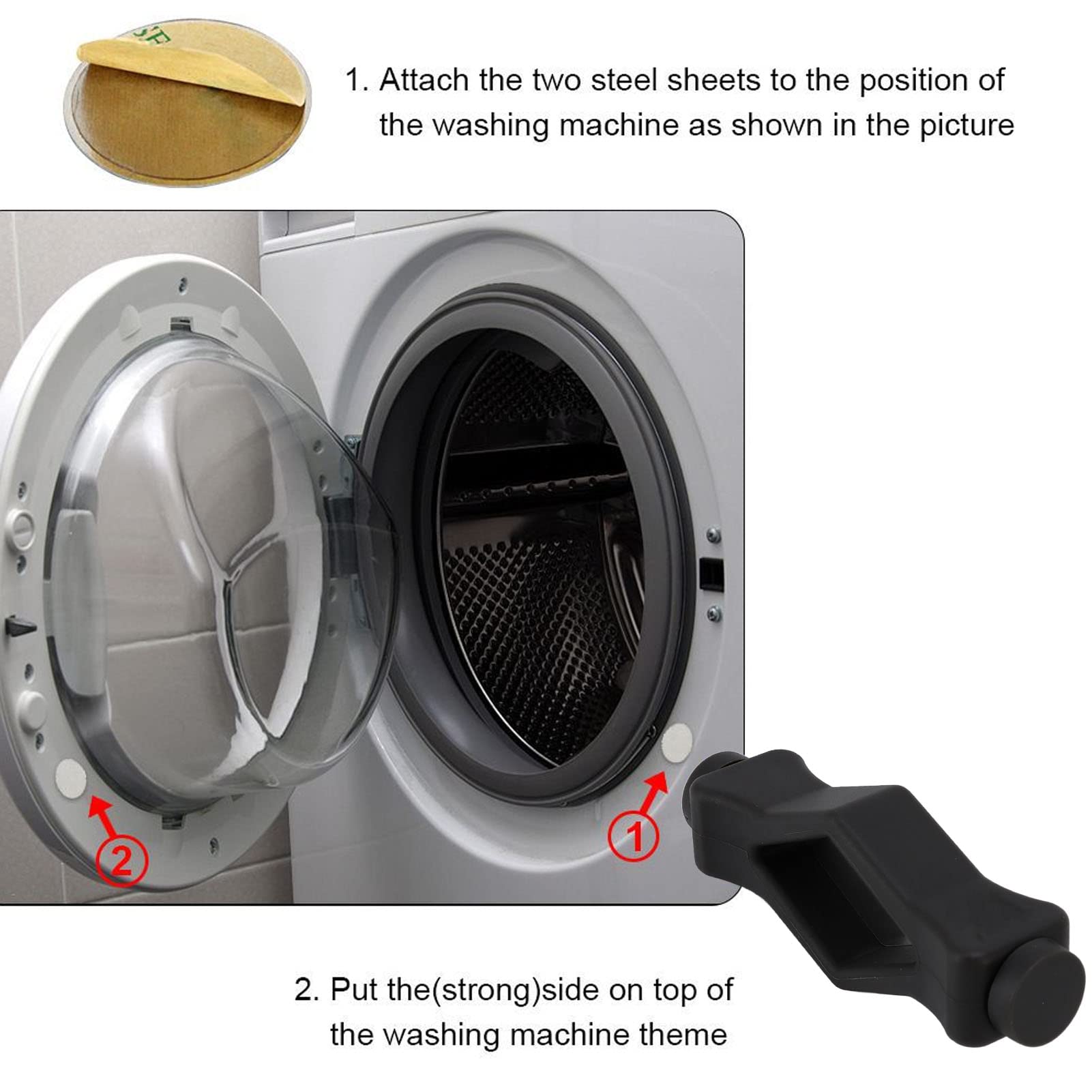 Front Load Washer Door Prop with Strong Magnetic Hold - Universal Washing Machine Door Holder & Ventilation Aid (Black) | Keep Washer Open for Drying & Prevent Mold | Perfect for LG, Samsung, Whirlpool Front-Loading Machines