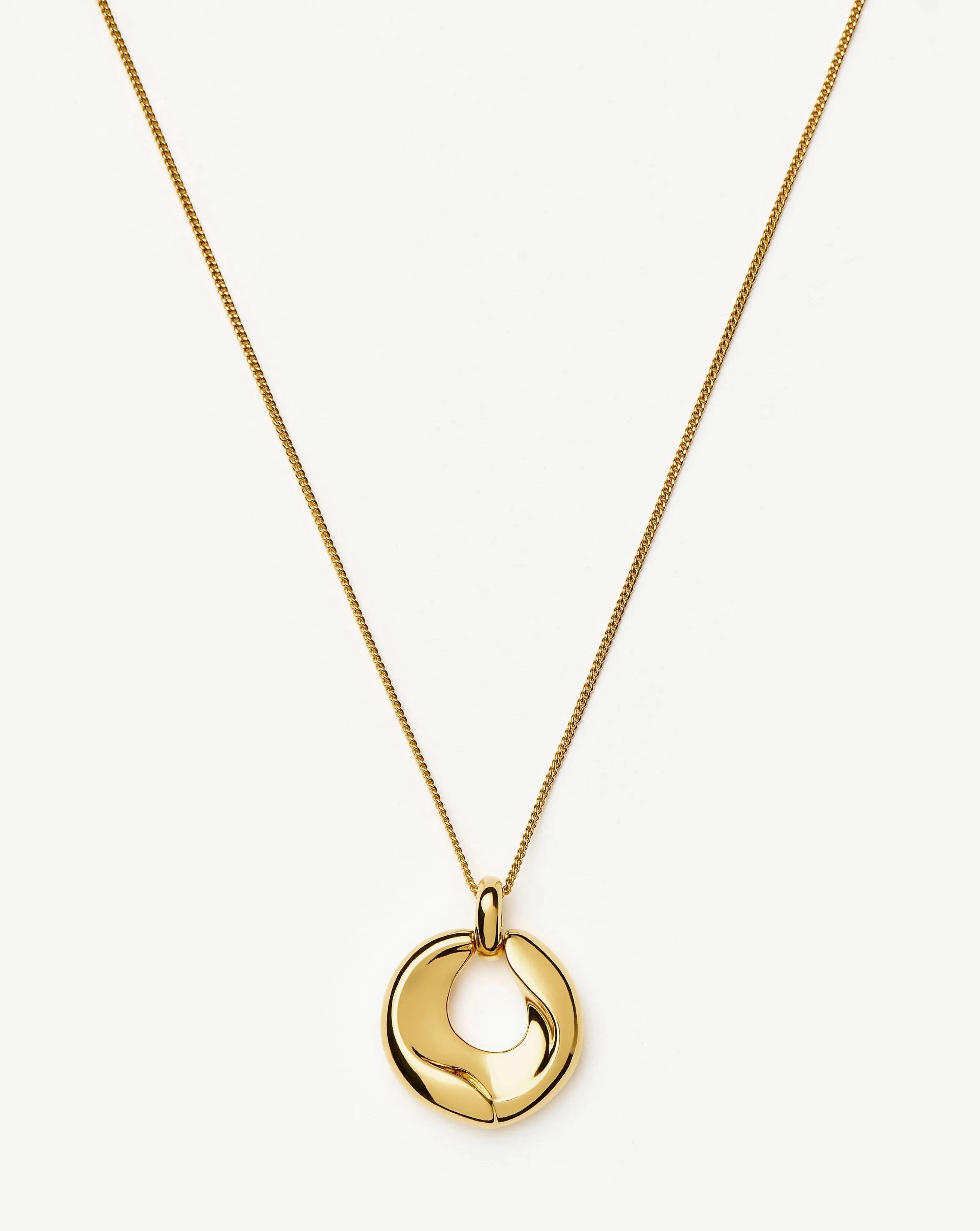Elegant Sculptural Ridge Molten Pendant Necklace - 18k Gold Plated Jewelry for Women | Perfect for Evening Parties, Date Nights & Special Occasions