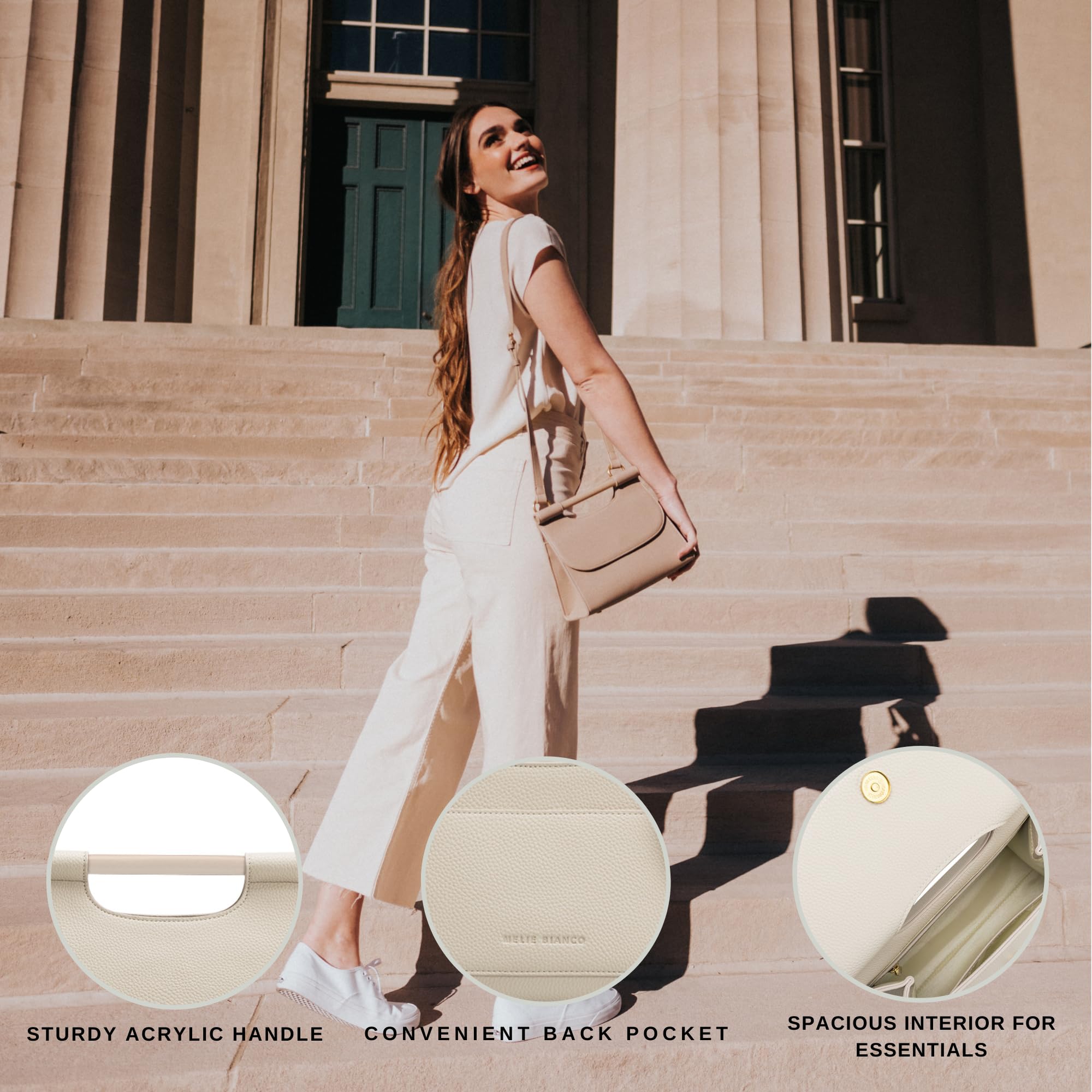 Melie Bianco Nancy Vegan Leather Crossbody Bag - Handmade Recycled Luxury Purse for Women - Perfect for Work, Travel & Everyday Use