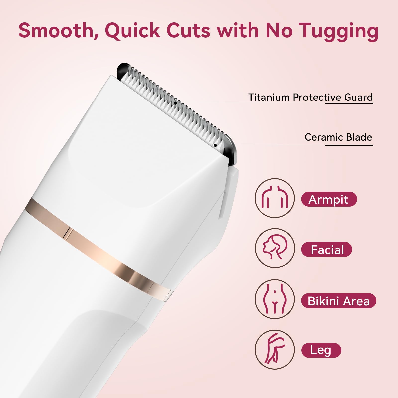 4-in-1 Electric Bikini Trimmer for Women - Waterproof Pubic Hair Shaver, Facial Hair Remover & Nose Trimmer with Replaceable Razors | Rechargeable Women's Grooming Kit for Travel, Gym & Home Use