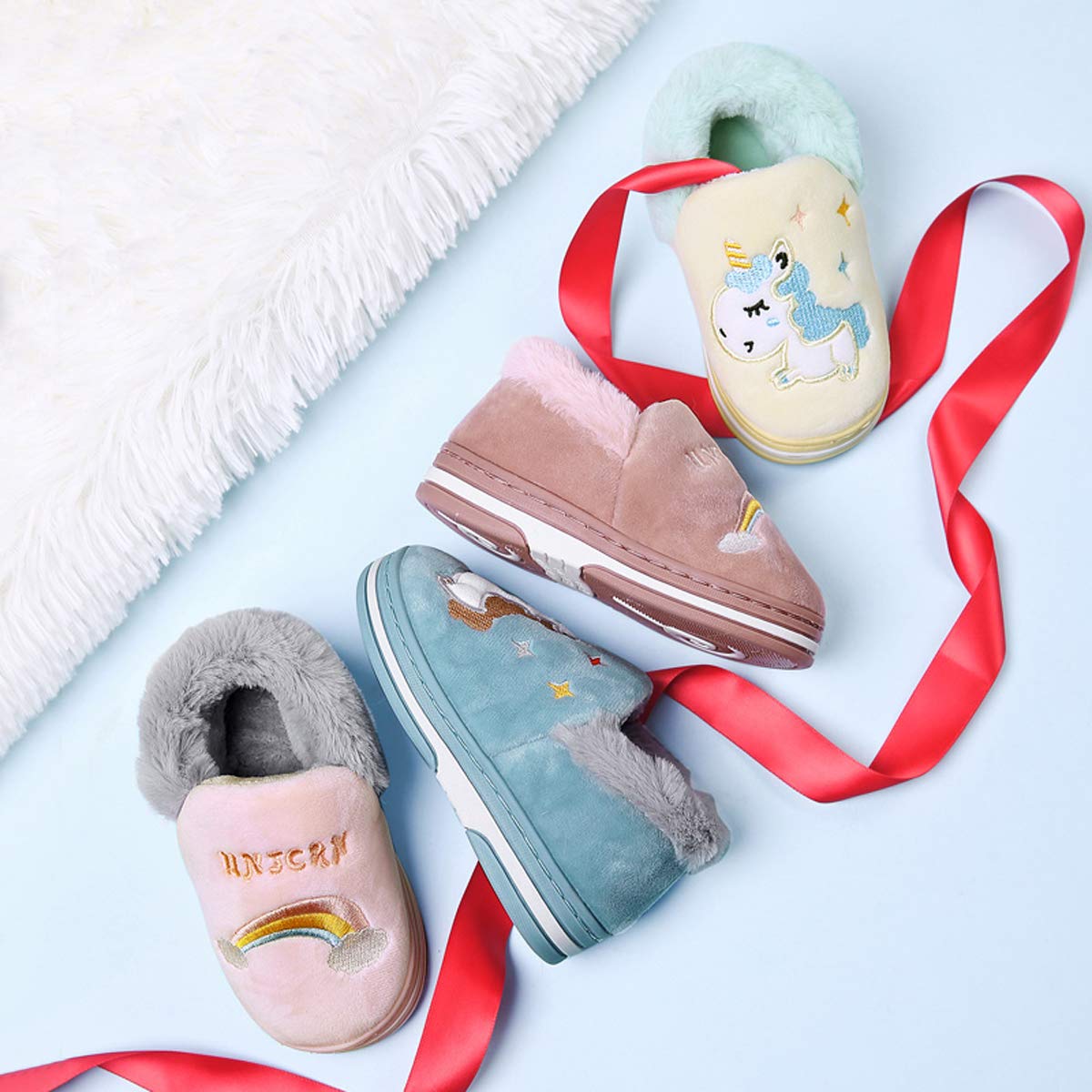 Boys Girls Warm Fuzzy House Slippers - Soft Fluffy Indoor Bedroom Shoes for Kids | Cozy Home Slippers for Winter, Playtime & Relaxation