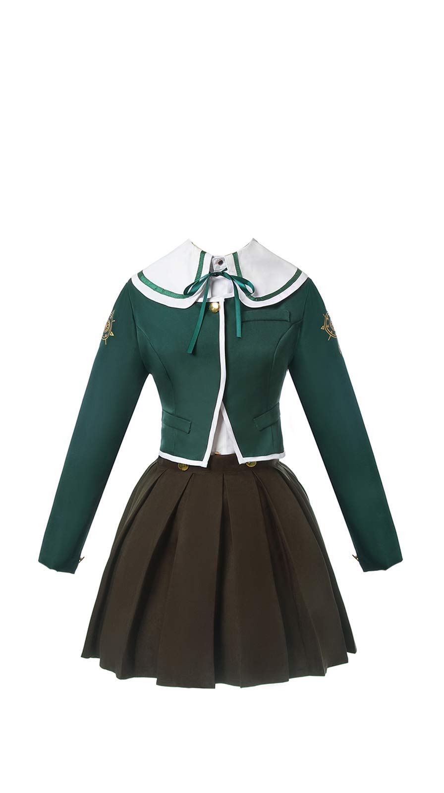 Yewei Anime Chihiro Fujisaki Green Cosplay Costume Full Set for Halloween, Comic Con & Cosplay Events - Danganronpa Character Outfit