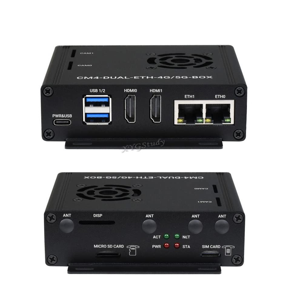 5G/4G Mini PC with Dual Gigabit Ethernet Ports, Metal Case & Cooling Fan - Compatible with Raspberry Pi Compute Module 4 (CM4 Not Included) | Ideal for IoT, Edge Computing & Network Appliances