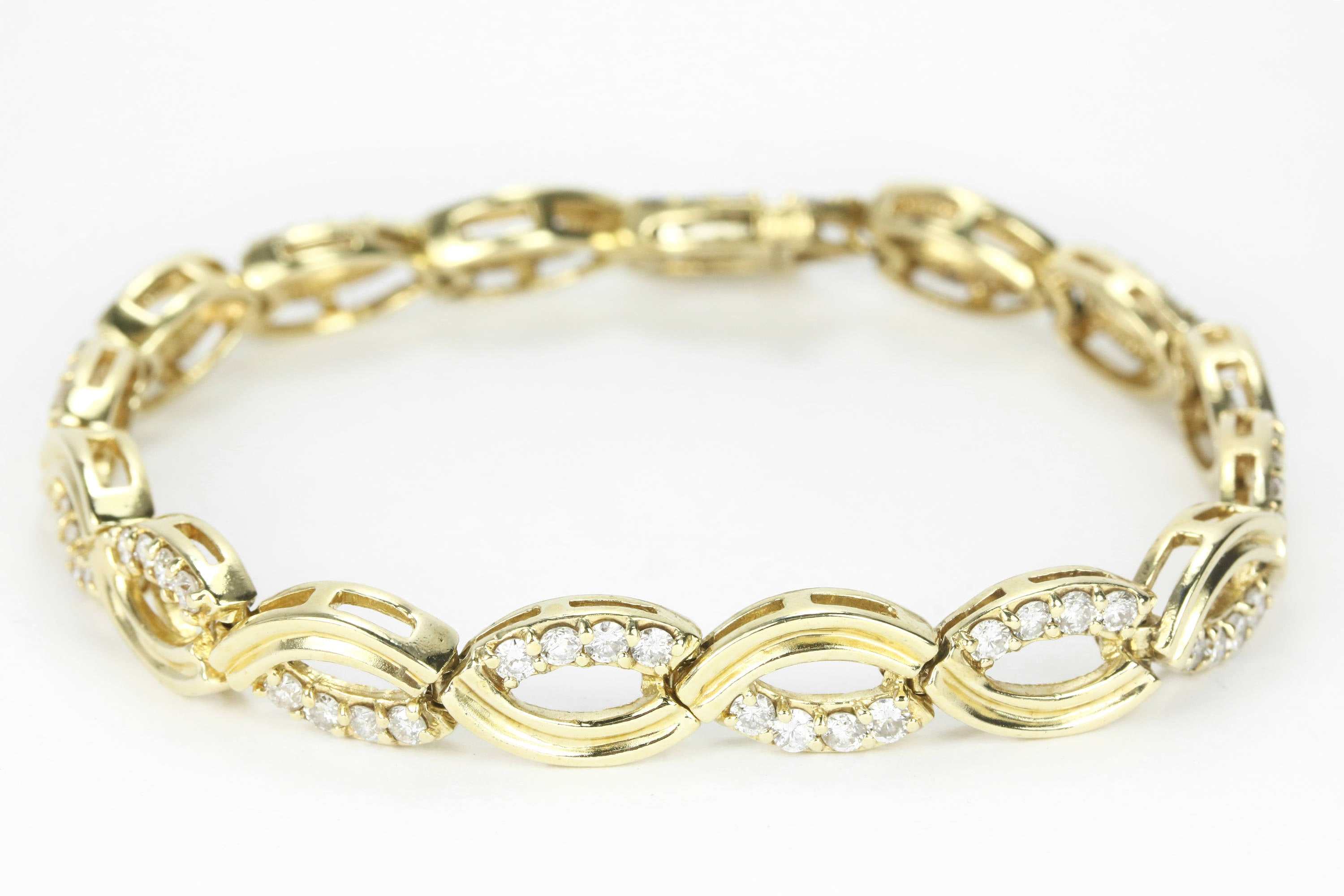 2.0tcw Diamond Infinity Yellow Gold Bracelet for Women - Elegant 14K Gold Tennis Bracelet with Sparkling Diamonds, Perfect for Anniversaries, Weddings & Special Occasions