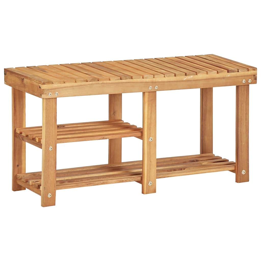Rustic Acacia Wood Shoe Cabinet with Storage - 35.4