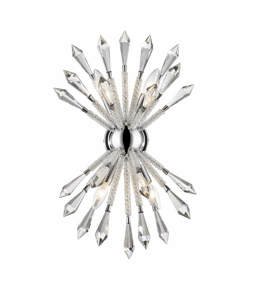 Z-Lite 4002-4S 4-Light Chrome Wall Sconce - Modern Bathroom Vanity Lighting for Bedroom, Hallway & Entryway