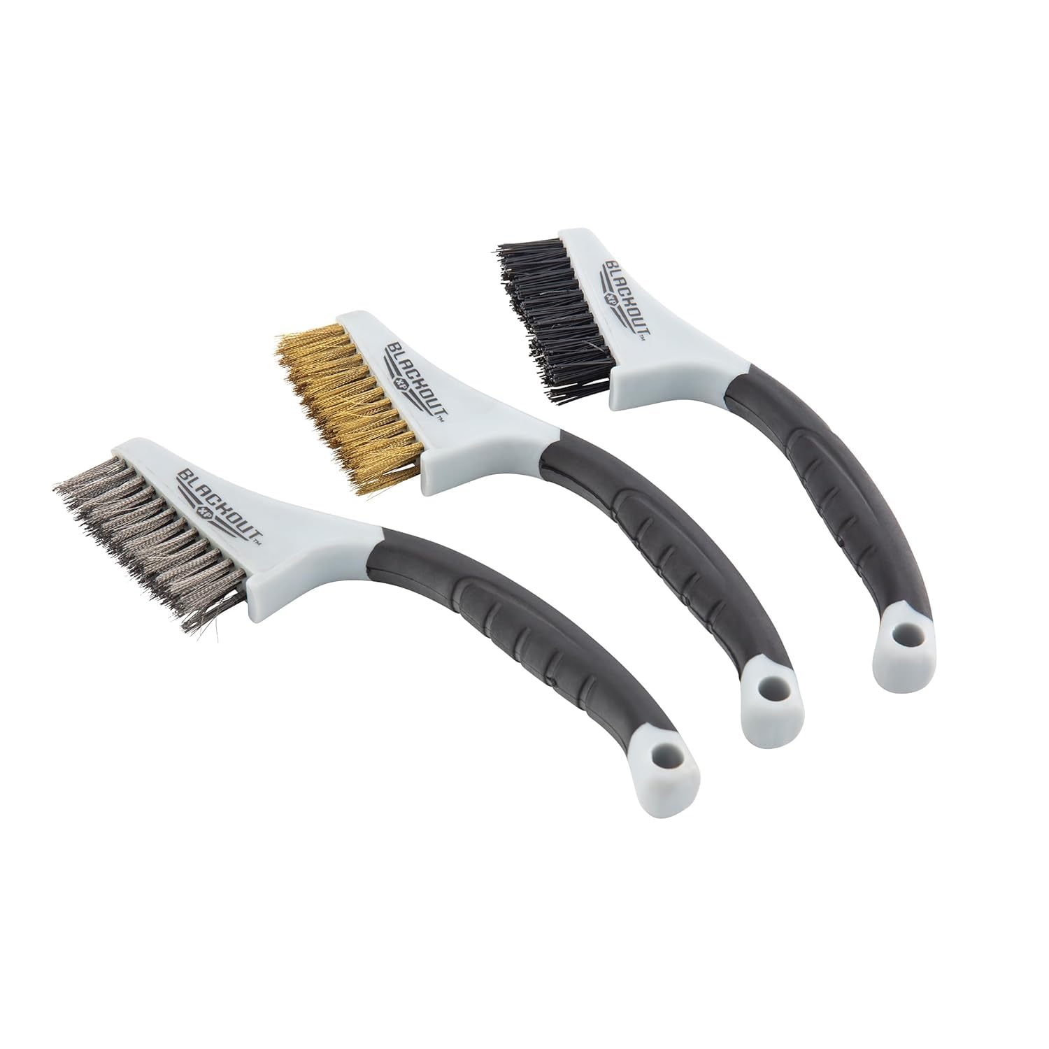 Blackout XP Wire Brush Set - 3 Piece Metal Brush Kit with Nylon, Brass & Stainless Steel for Rust & Paint Removal | Perfect for Auto Repair, Metal Cleaning & DIY Projects