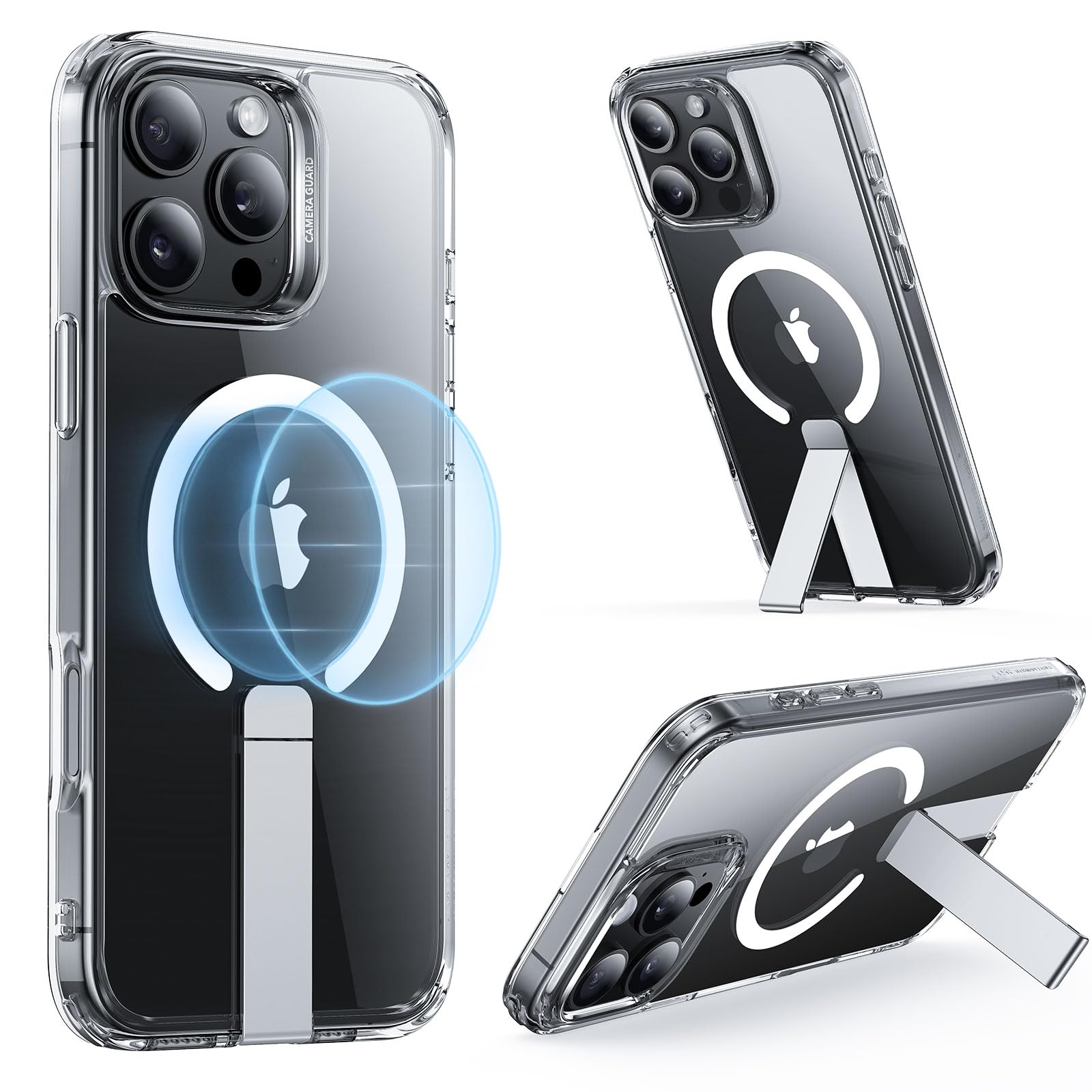 ESR Magnetic Case for iPhone 16 Pro Max with Adjustable Kickstand | MagSafe Compatible | Military-Grade Protection | Clear Boost Series | Perfect for Work, Travel & Everyday Use