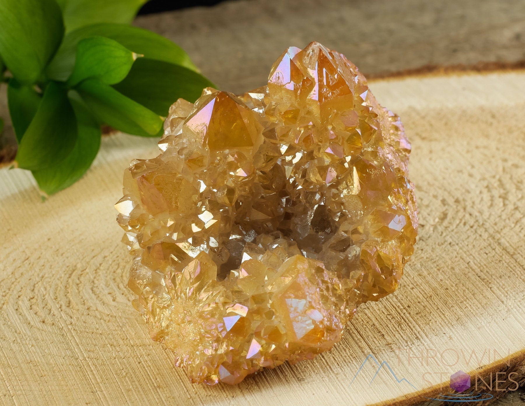 Natural Orange Tangerine Aura Quartz Crystal Cluster - Rainbow Spirit Quartz Healing Stone for Meditation, Reiki & Home Decor (R0509) | Perfect for Yoga Spaces, Altars & Positive Energy Rooms