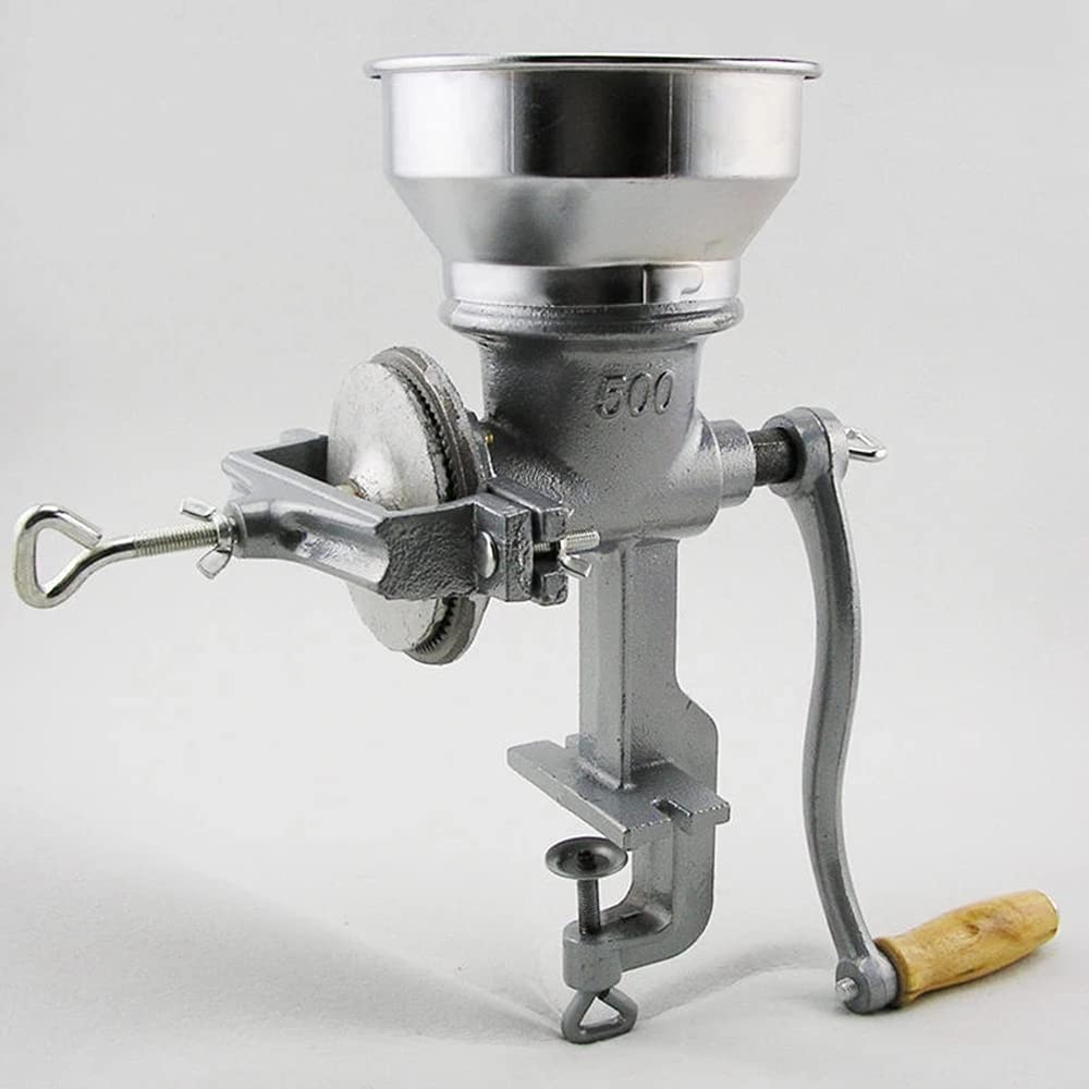 Cast Iron Manual Grain Grinder - Hand Crank Corn Mill for Wheat, Coffee, Herbs & Spices - Perfect for Home Kitchen, Camping & Emergency Preparedness