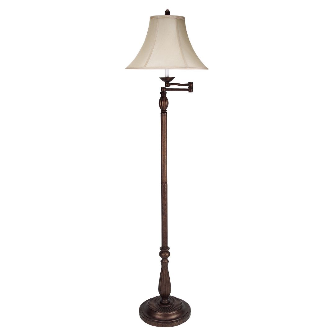Cal Lighting 150W 3-Way Swing Arm Floor Lamp - Adjustable Brightness for Living Room, Bedroom, or Office Reading Light