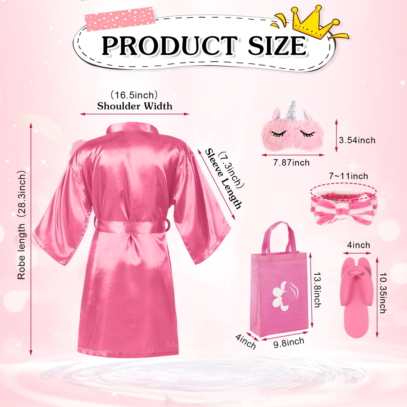 Bonuci 50 Pcs Spa Party Supplies Kit for Girls - 10 Satin Robes & 10 Kids Slippers - Sleepover Birthday Party Favors - Perfect for Spa Themed Parties, Girls Night & Birthday Celebrations