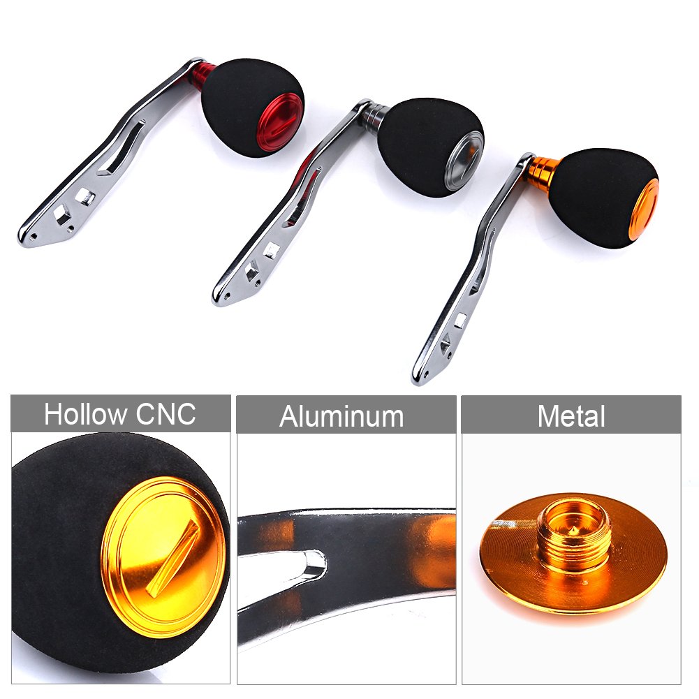 VGEBY Non-Slip Gold Baitcasting Reel Power Handle Replacement - Durable Fishing Reel Handle Upgrade for Smooth Casting | Perfect for Bass, Trout & Saltwater Fishing