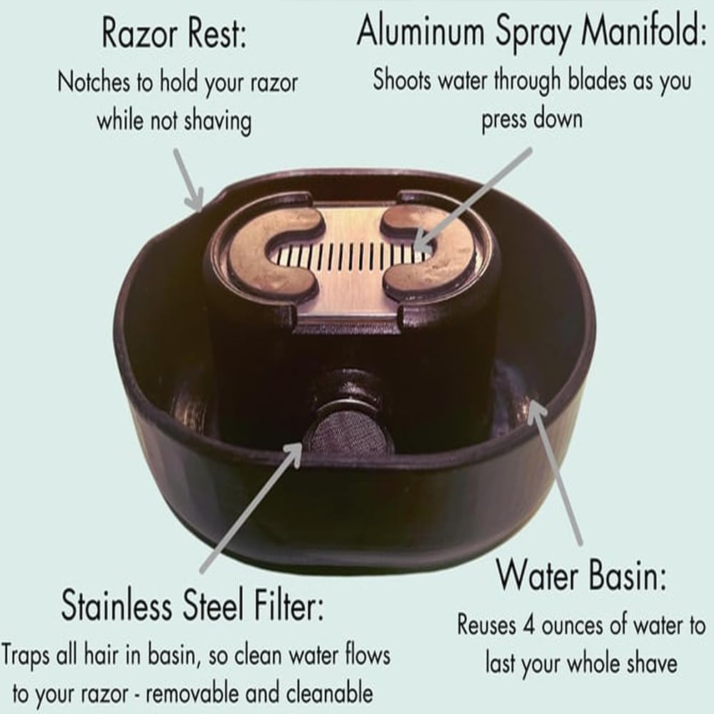 Eco-Friendly Razor Rinser Cleaner - No Electricity Required, Prevents Clogged Razors & Keeps Sink Clean - Perfect for Shaving, Travel & Bathroom Hygiene (White)