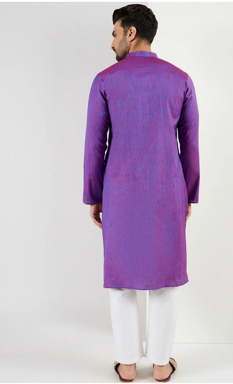 Stylish Purple Cotton Solid Woven Straight Kurta for Women | Comfortable Ethnic Wear for Festivals, Parties & Daily Wear