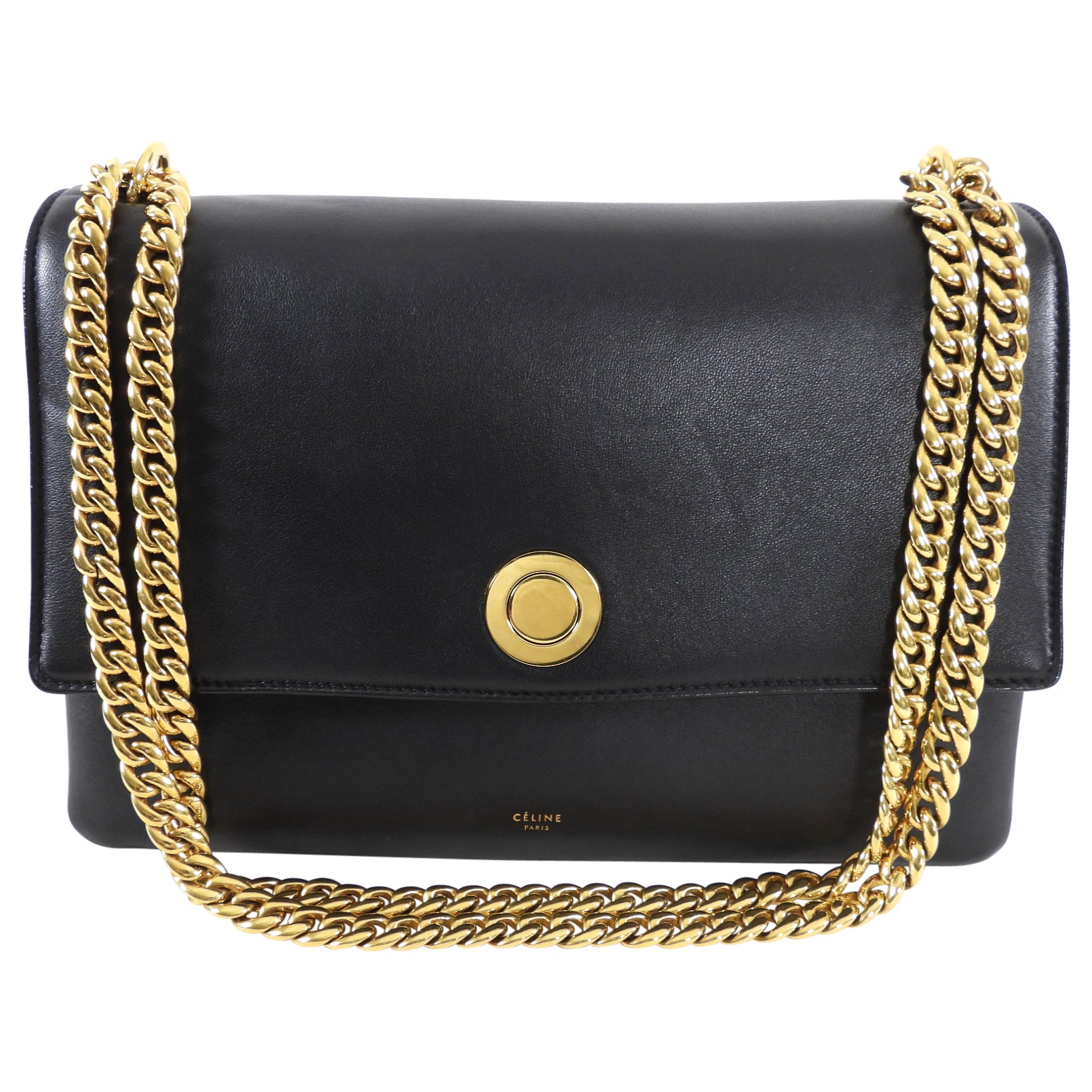 Celine Black Leather Chain Strap Triple Bag - Luxury Designer Crossbody Shoulder Purse for Women | Perfect for Evening Parties, Date Night & Special Occasions