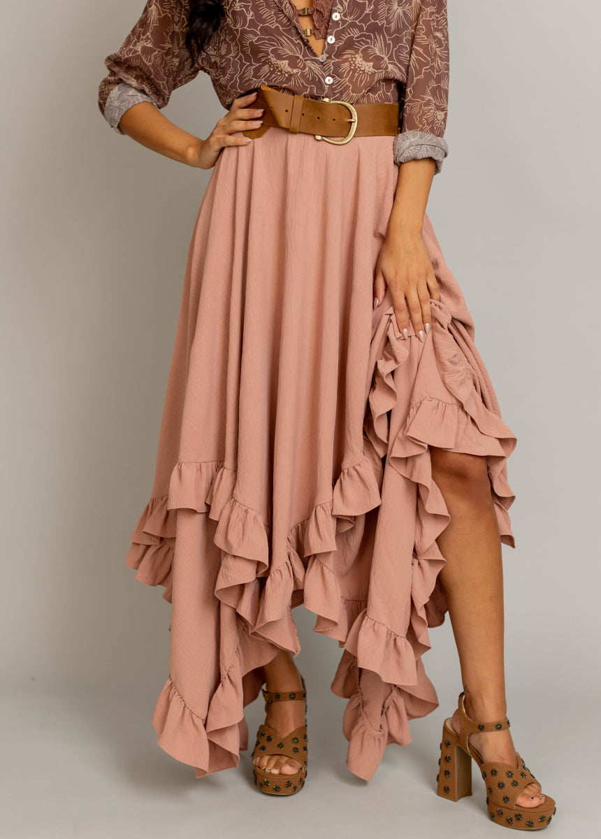 Elegant Sen Skirt with Rosette Design - Women's Floral A-Line Skirt for Casual Wear, Office & Date Night