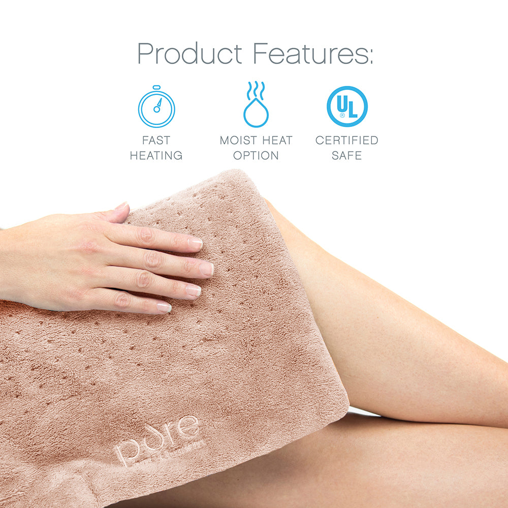 PureRelief Deluxe Heating Pad for Back Pain Relief - Electric Heating Pad with Auto Shut-Off, 6 Heat Settings - Perfect for Muscle Pain, Cramps & Arthritis at Home or Office
