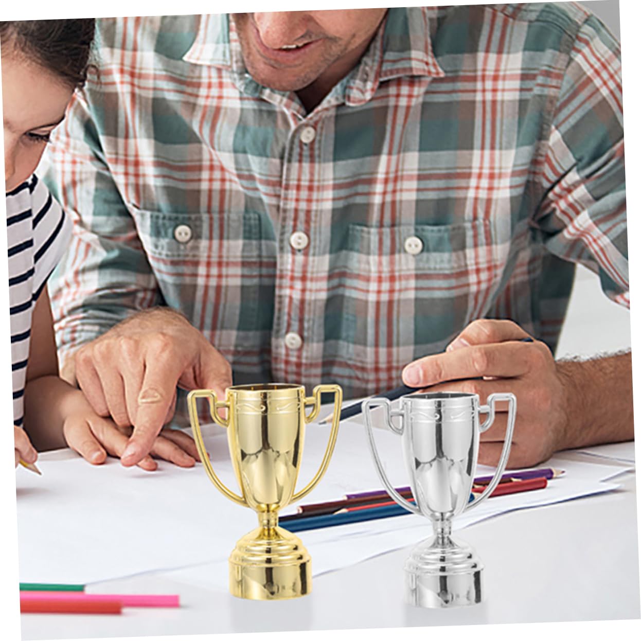 Realistic Plastic Trophy Award Cup for Winner - Competition, School & Kindergarten Prize - Perfect for Sports Events, Academic Achievements & Classroom Decor