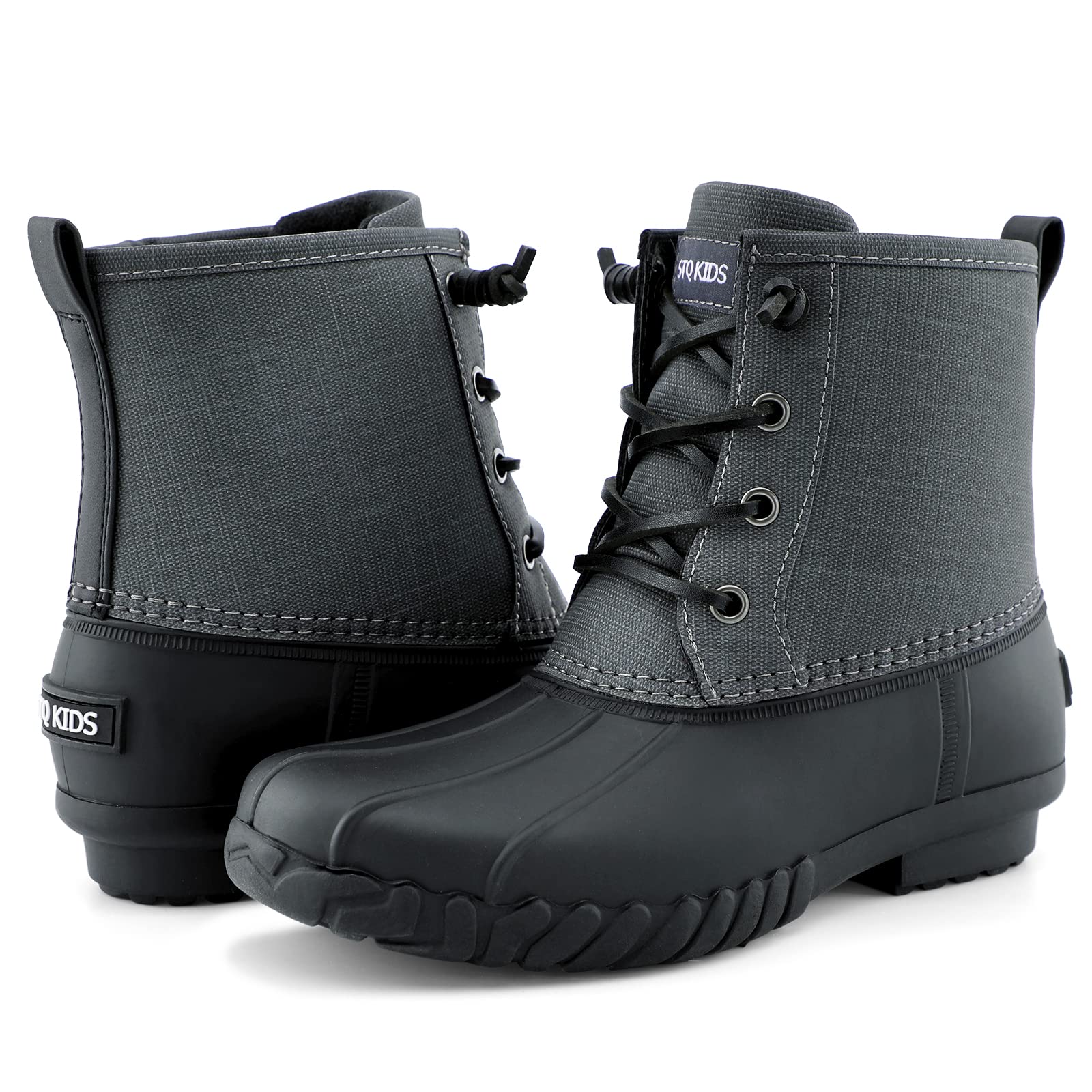 STQ Boys Duck Boots - Waterproof Winter Snow Boots for Kids, Insulated Cold Weather Boots (Toddler/Little/Big Kid) - Perfect for Snow Play, Hiking & Outdoor Adventures