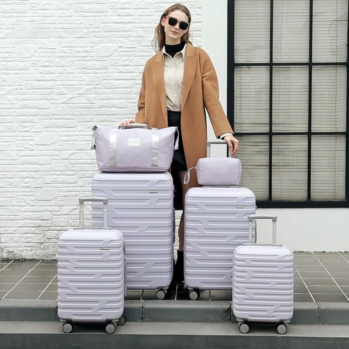 3-Piece Lavender Hardside Luggage Set - 20 Inch Airline Approved Carry-On Suitcase with Spinner Wheels & TSA Lock | Lightweight Rolling Luggage for Men & Women | Perfect for Business Travel, Family Vacations & Weekend Getaways