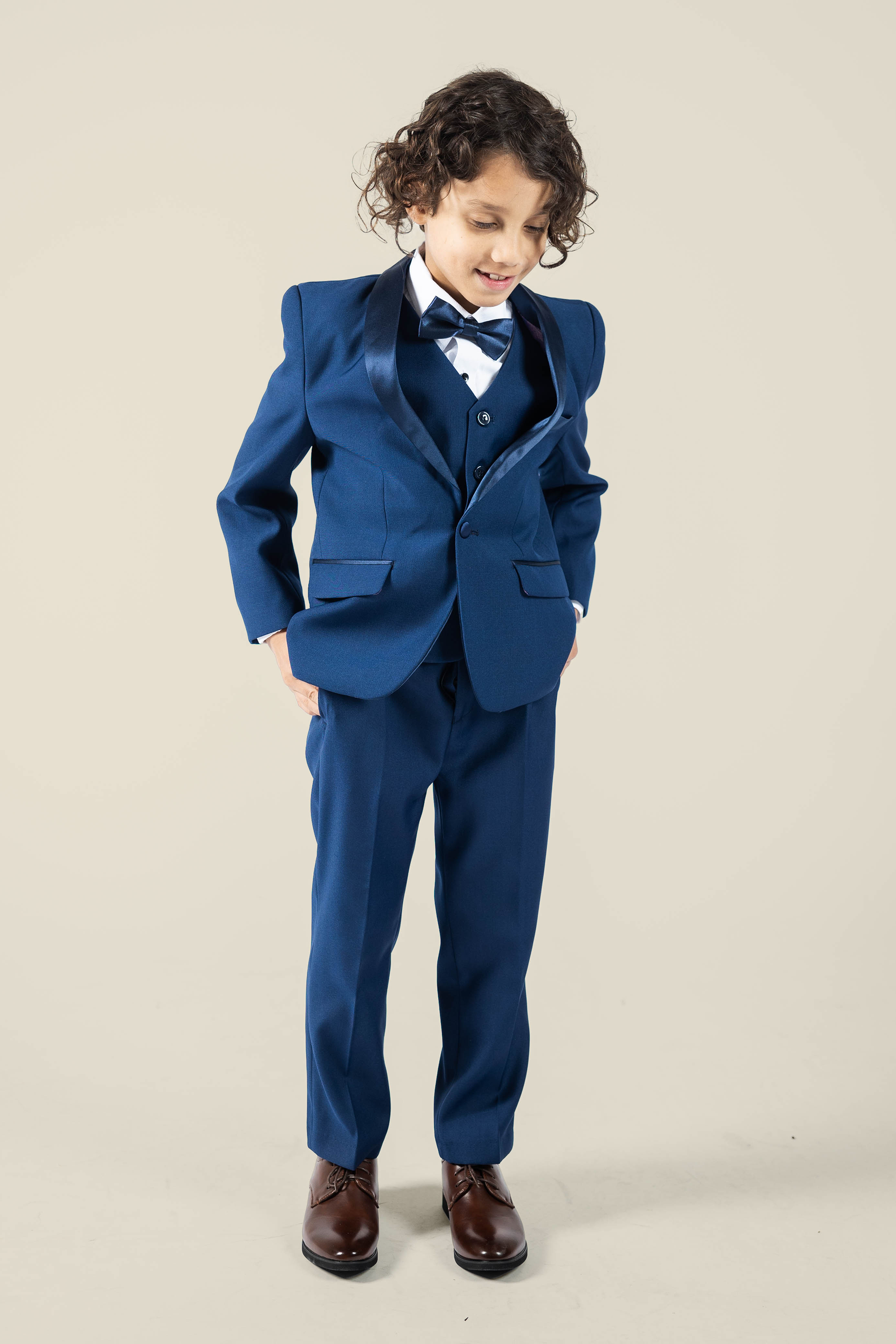 Boys Matte Navy Tuxedo Suit - Formal Wear for Weddings, Parties & Special Occasions | Premium Kids Dress Suit