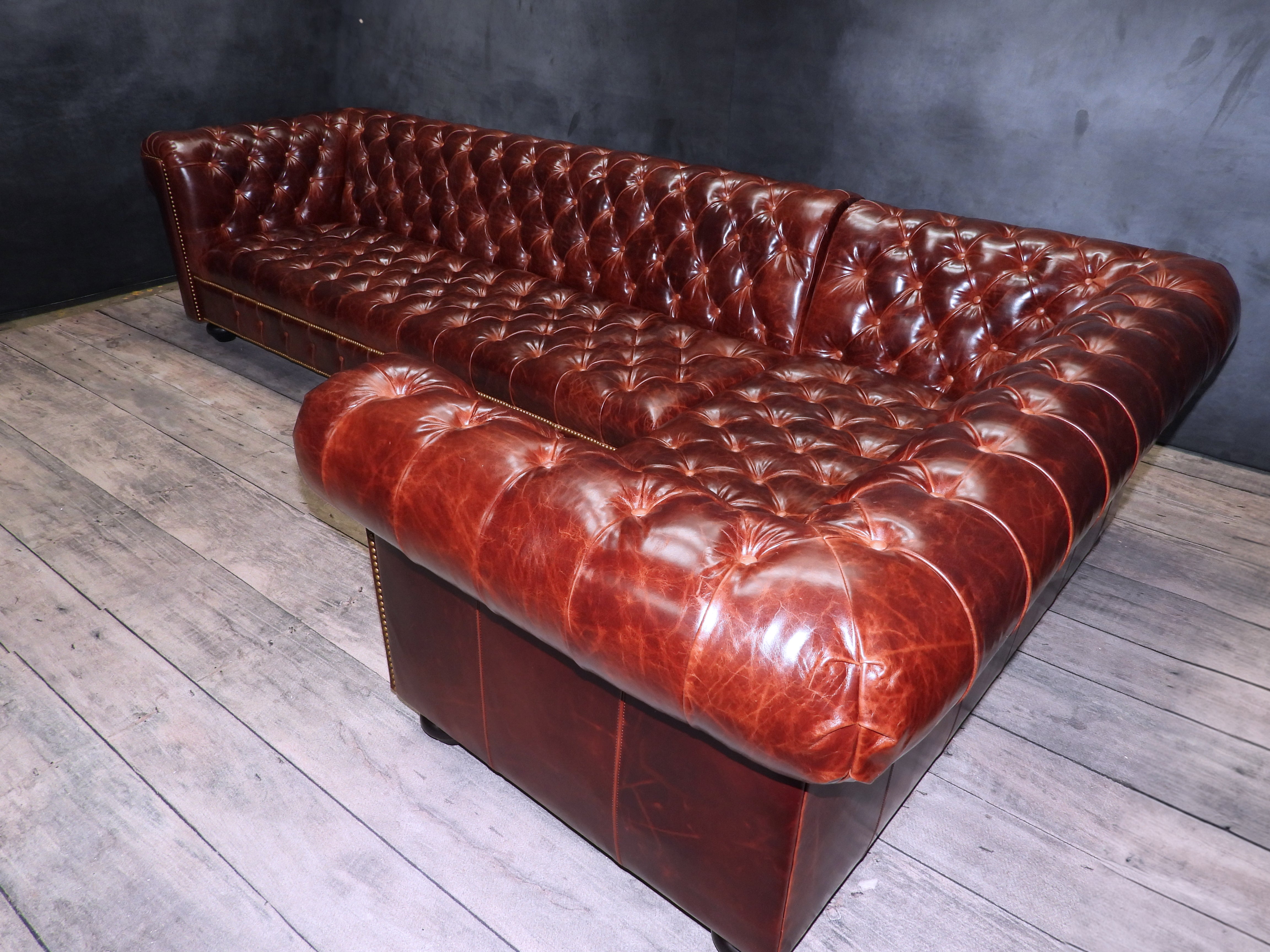 King Richard Genuine Leather Sectional Sofa - Modern Luxury Living Room Furniture for Home & Office Comfort