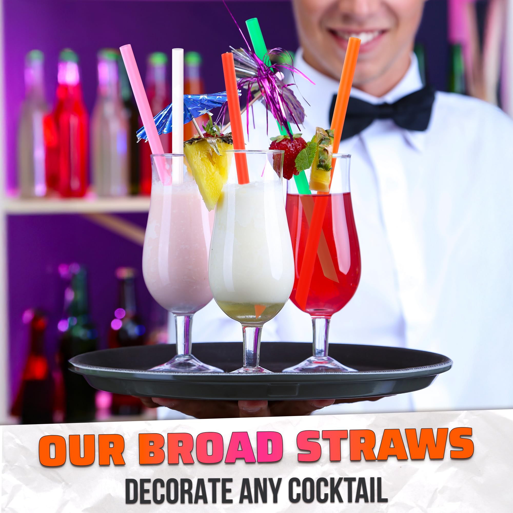 300 Pcs Disposable Smoothie Straws - Extra Wide Jumbo Milkshake & Bubble Tea Straws for Boba, Thick Shakes, Iced Coffee | Perfect for Smoothie Shops, Cafes, Home Use & Parties