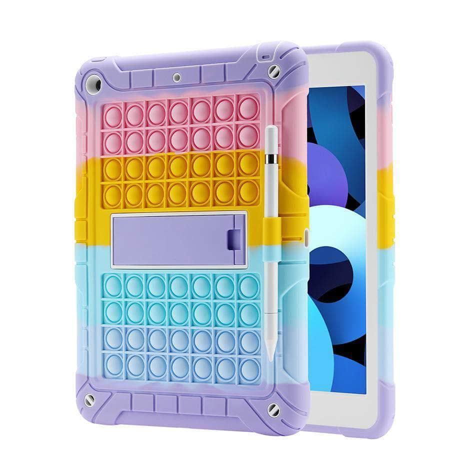 Rainbow Bubble Silicone Case for iPad 7th & 8th Generation - Anti Anxiety Stress Relief Squeeze Toy - Perfect for Office, School & Travel Relaxation