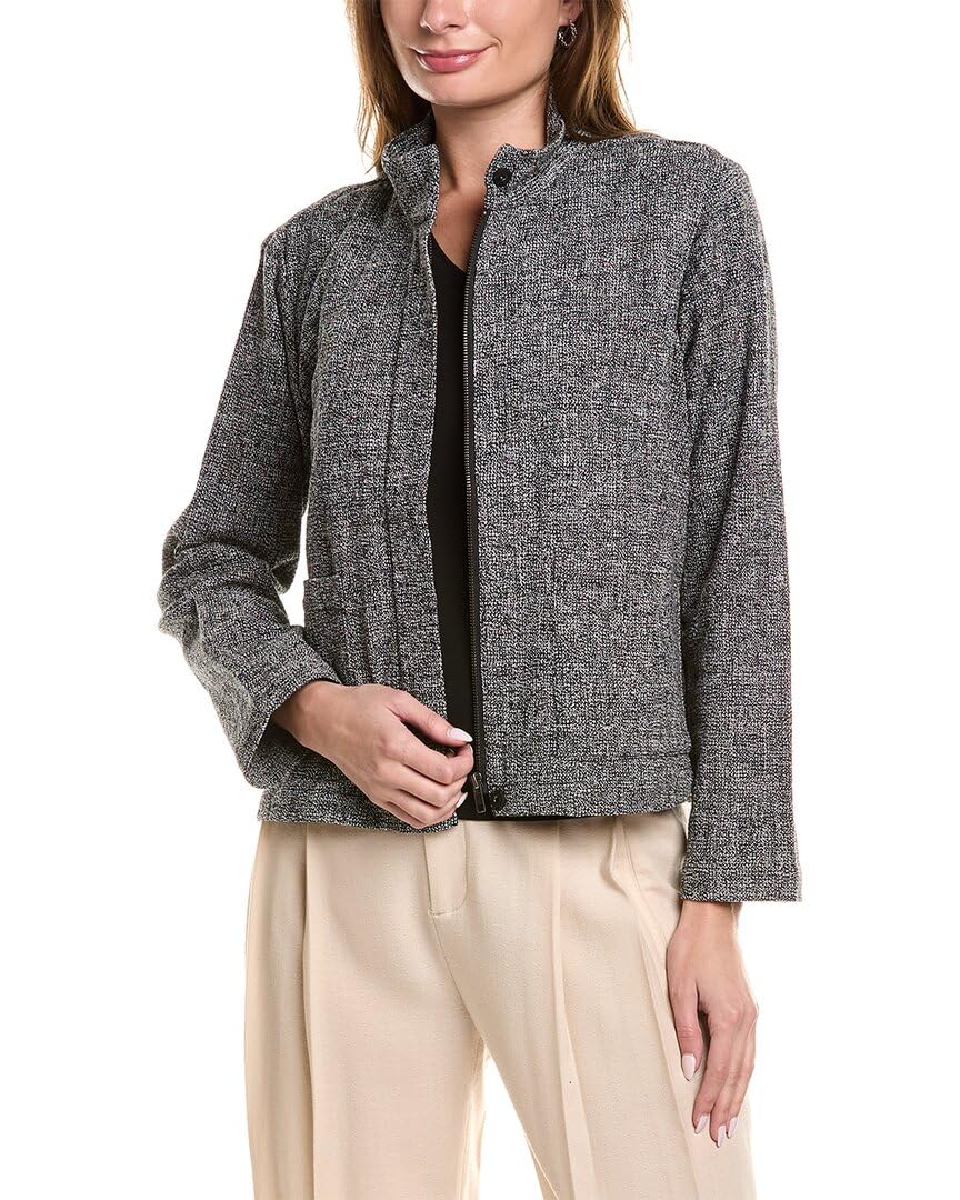 EILEEN FISHER Women's Stand Collar Jacket - Lightweight Casual Blazer for Work & Travel | Office Wear, Business Outfits, Spring & Fall Layering