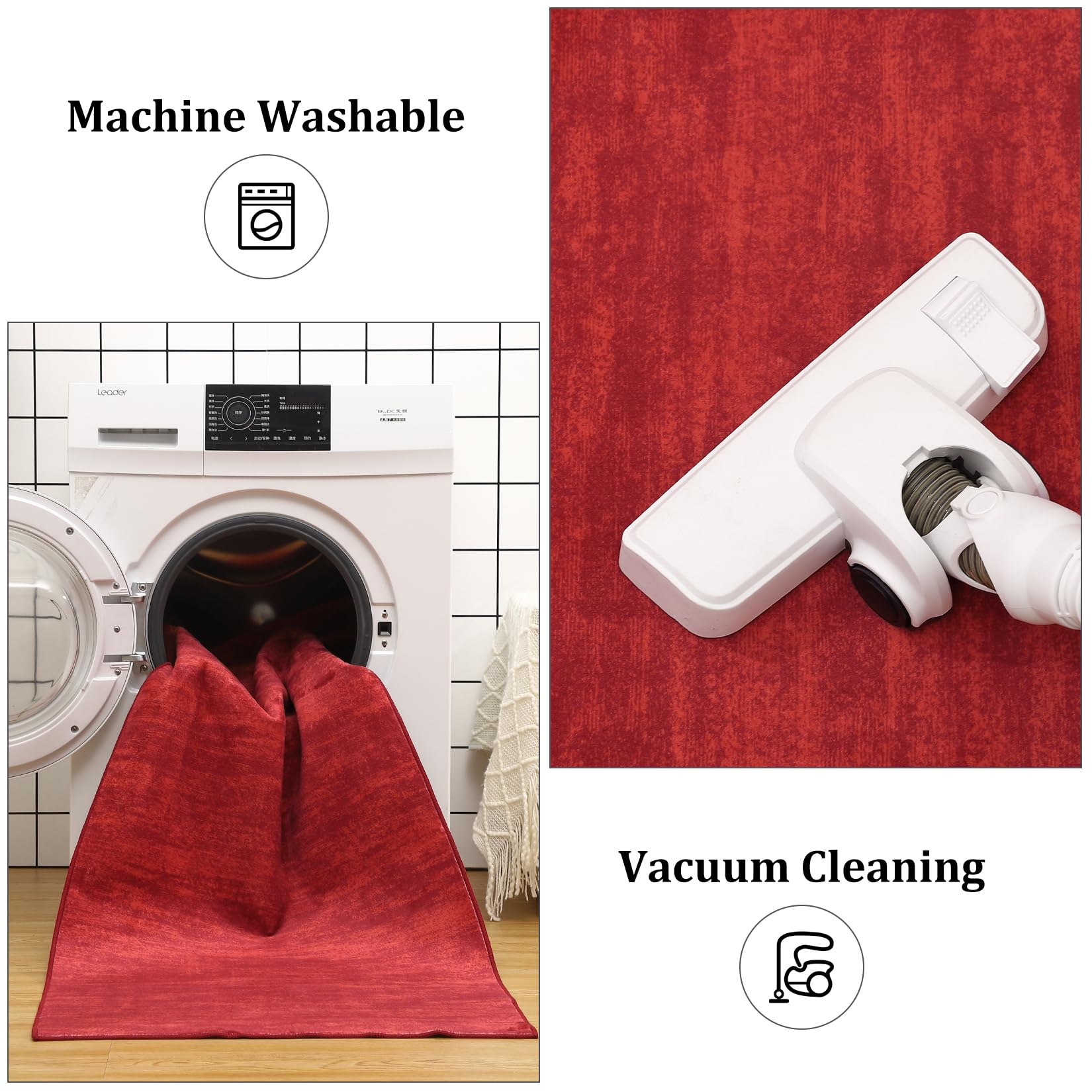 GARVEE 3x5 Feet Modern Washable Non-Slip Area Rug - Solid Red Contemporary Throw Rug for Living Room, Bedroom, Kids Room - Soft Indoor Carpet Perfect for Home Decor, Dorm & Office Spaces (3' x 5')