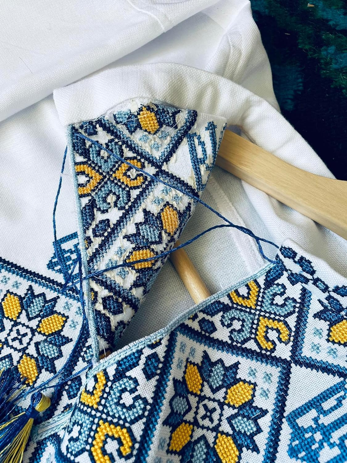 Authentic Ukrainian Vyshyvanka Embroidered Shirt for Men & Women | Yellow & Blue Traditional Trident Design | Unisex Folk Costume | Family Matching Outfits | Sizes XXS-7XL | Perfect for Cultural Events, Festivals & Ethnic Fashion