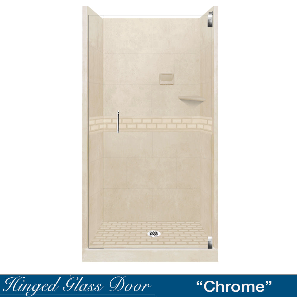 Alcove Desert Sand Sistine Stone & Subway Tile DIY Shower Remodel Kit - Waterproof Peel and Stick Backsplash for Bathroom, Kitchen, Laundry Room Renovation