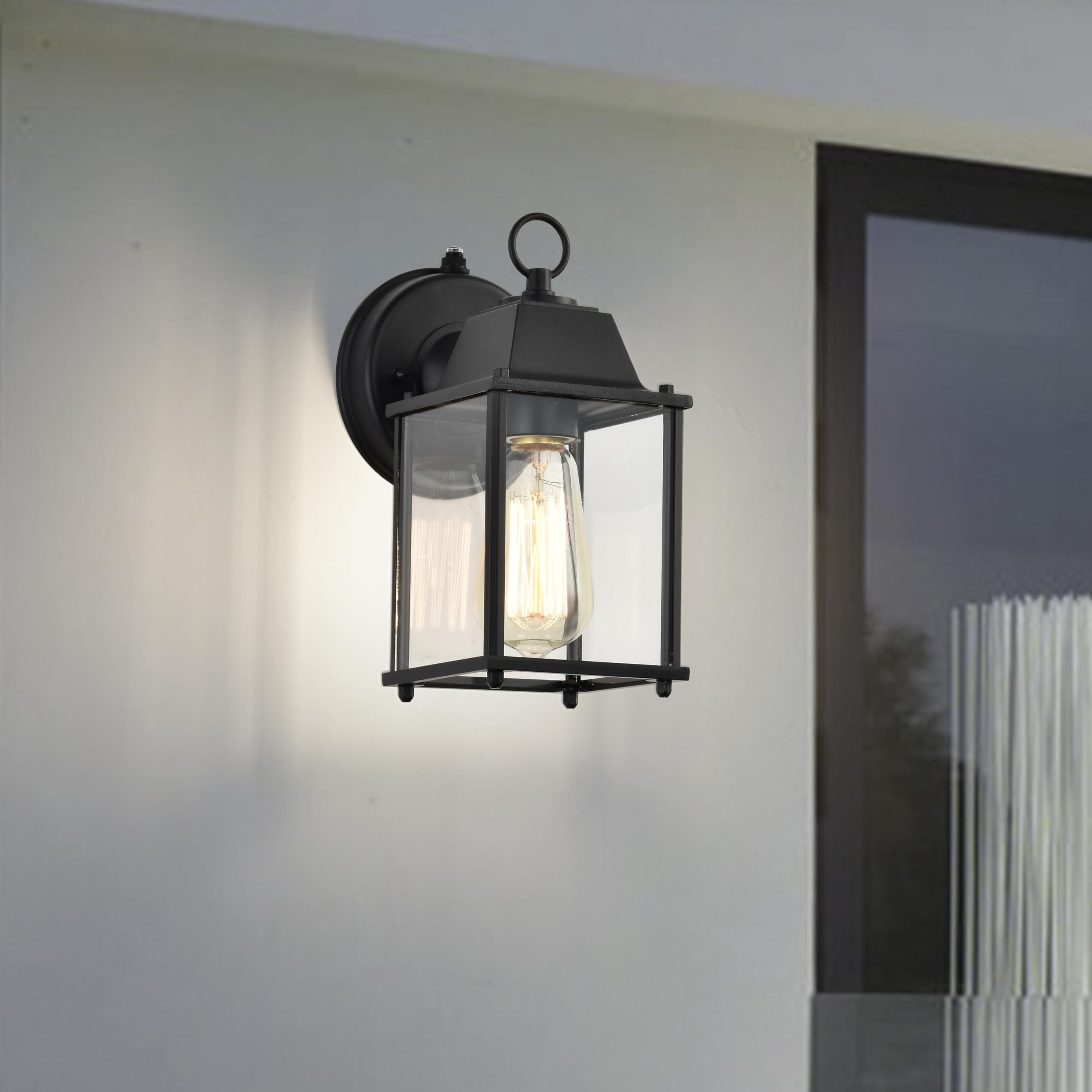 Dusk to Dawn Outdoor Light Fixture 2 Pack - Black Waterproof Wall Mount Garage Lights for House Exterior, Aluminum Alloy Construction | Perfect for Driveway, Porch, Garden & Backyard Security Lighting