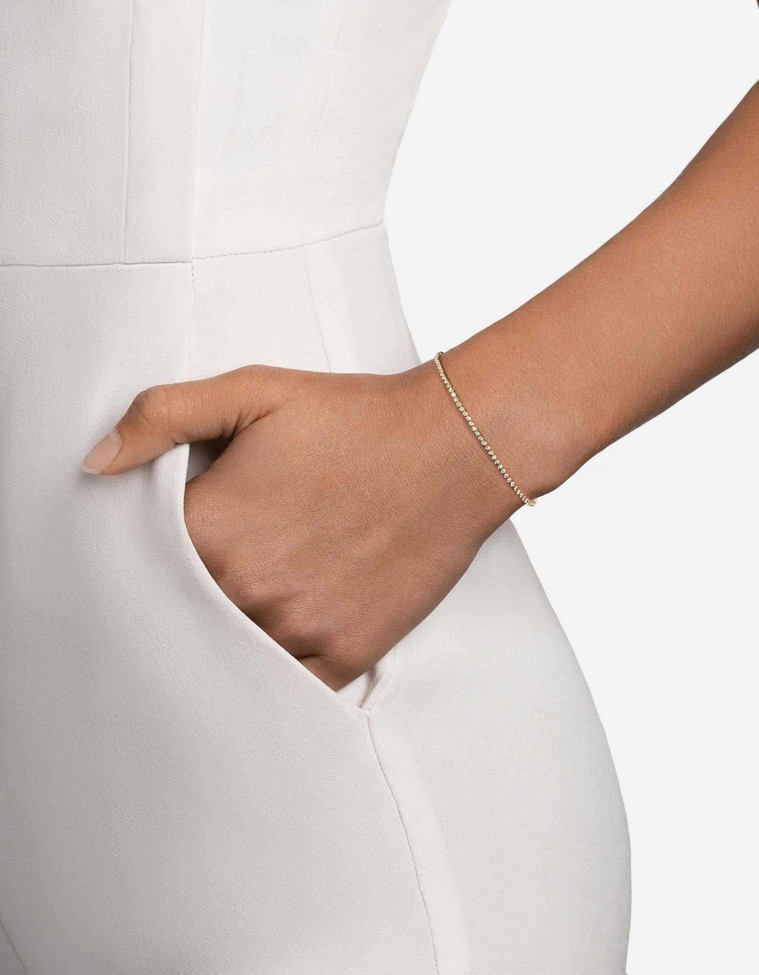 14K Gold Pavé Century Round Bracelet for Women - Elegant Stackable Jewelry for Parties, Weddings & Everyday Wear