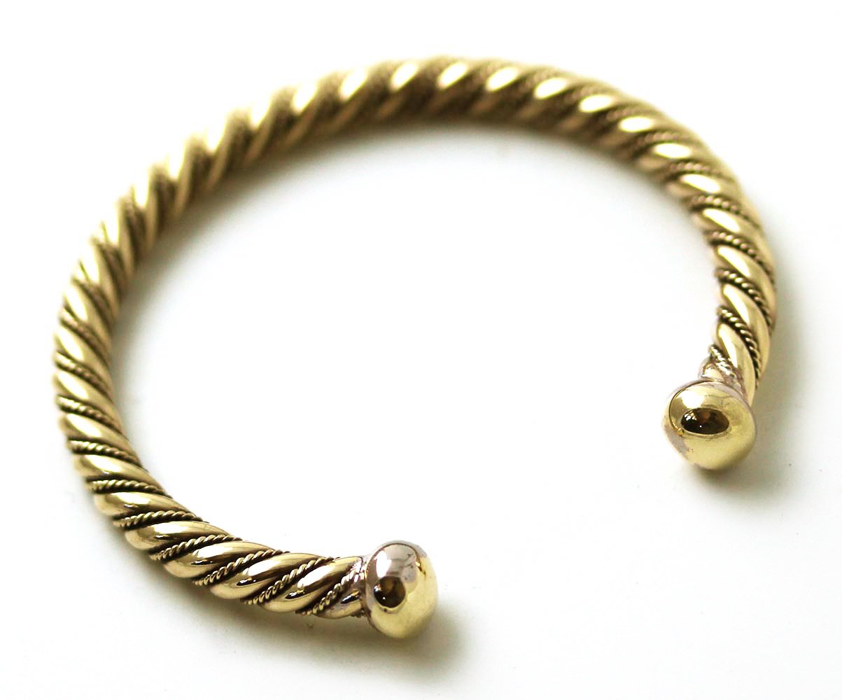 Viking Spiral Twisted Cable Bangle Cuff Bracelet - Norse Bronze Arm Ring Jewelry for Women - Perfect for Medieval Reenactments, Viking Cosplay & Boho Fashion Accessories