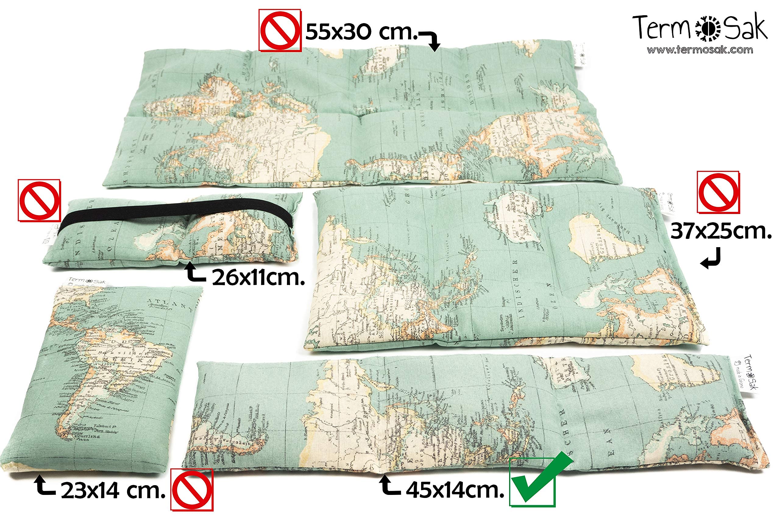 TERMOSAK Natural Thermal Pillow with Green Soy & Lavender Seeds - 45x14 Inch Microwaveable & Freezer-Safe Heat Pack - Washable Cover for Hot/Cold Therapy - Perfect for Neck Pain, Muscle Relief & Stress Relief