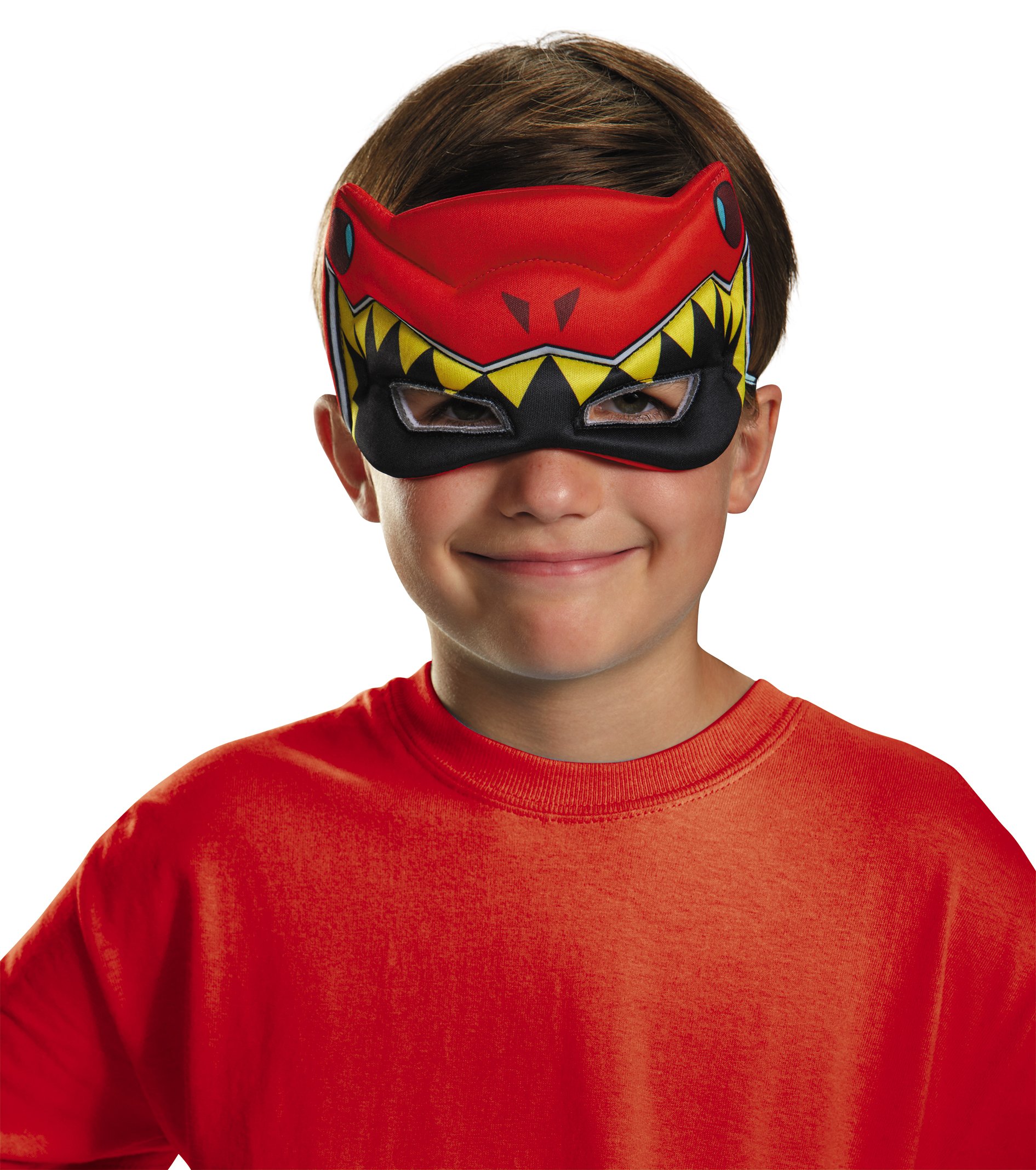 Red Ranger Dino Charge Puffy Mask - Kids Costume Accessory for Halloween, Cosplay & Power Rangers Themed Parties | Soft & Comfortable Face Covering
