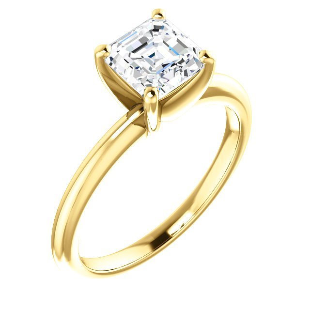 14KT Gold 1.25 CT Asscher Cut Diamond Solitaire Engagement Ring for Women - Perfect for Proposals, Weddings & Anniversaries
